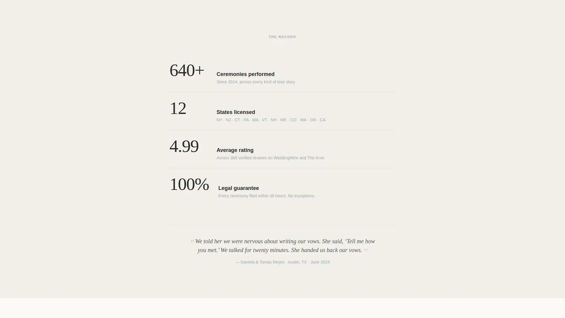 Wedding Officiant Specialist Booking Website Template