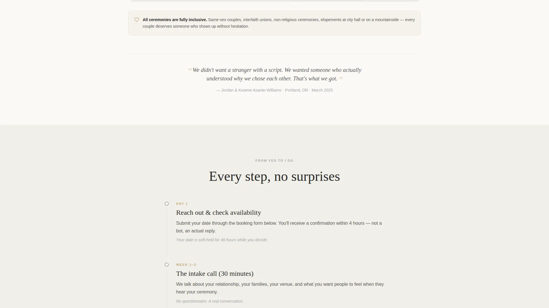 Wedding Officiant Specialist Booking Website Template