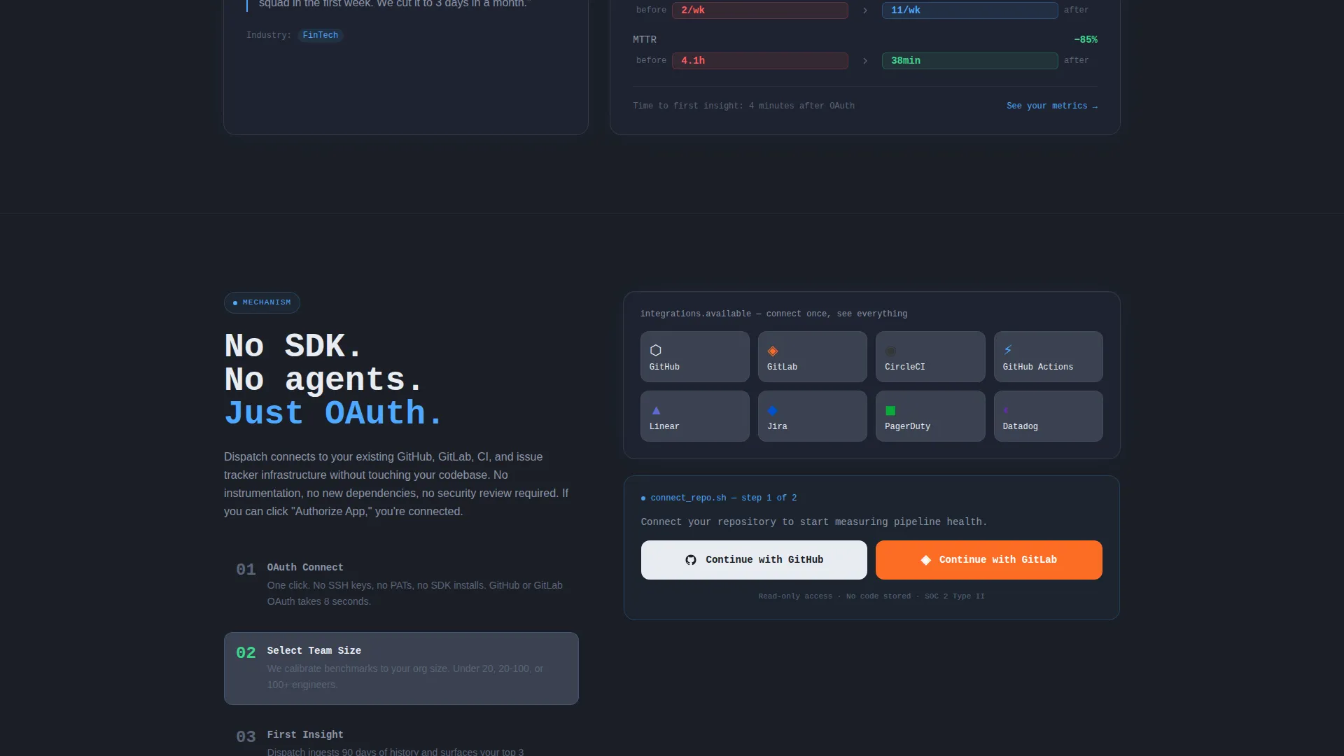 Devtools Landing Page Template for Engineering Platforms