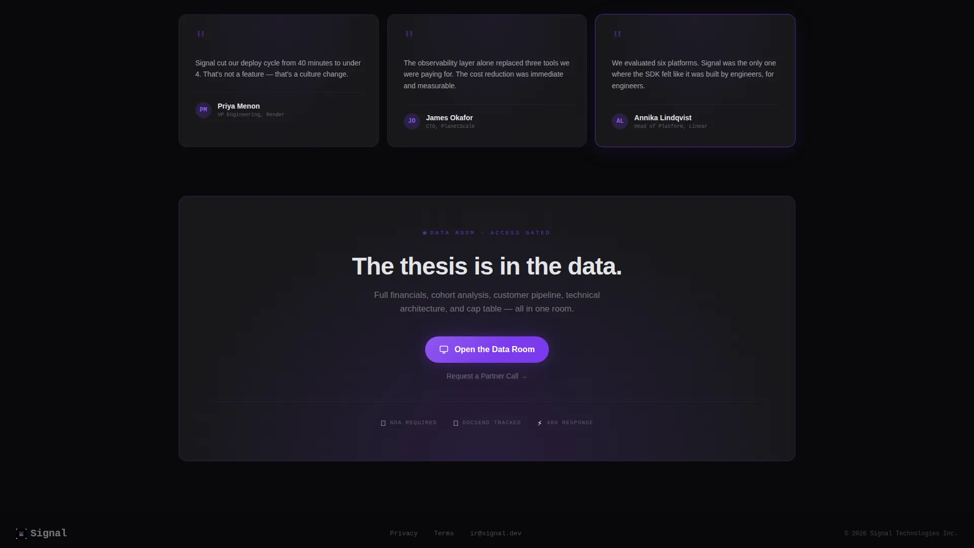 Devtools Investor Relations Bento Grid Landing Page