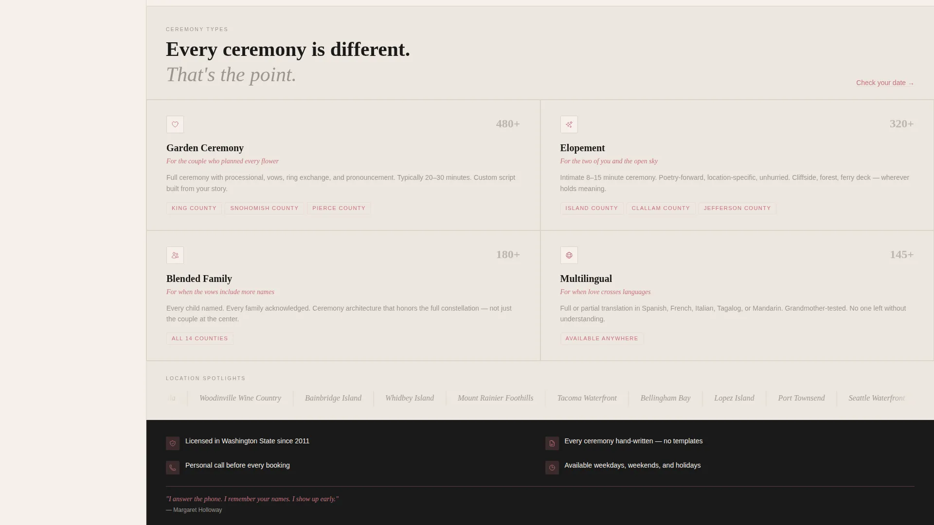 Wedding Landing Page Template | Editorial Booking Design