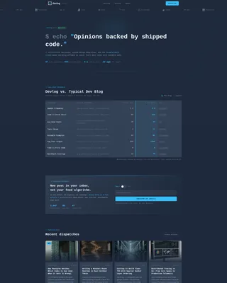 Developer Blog Landing Page Template with Data Grid
