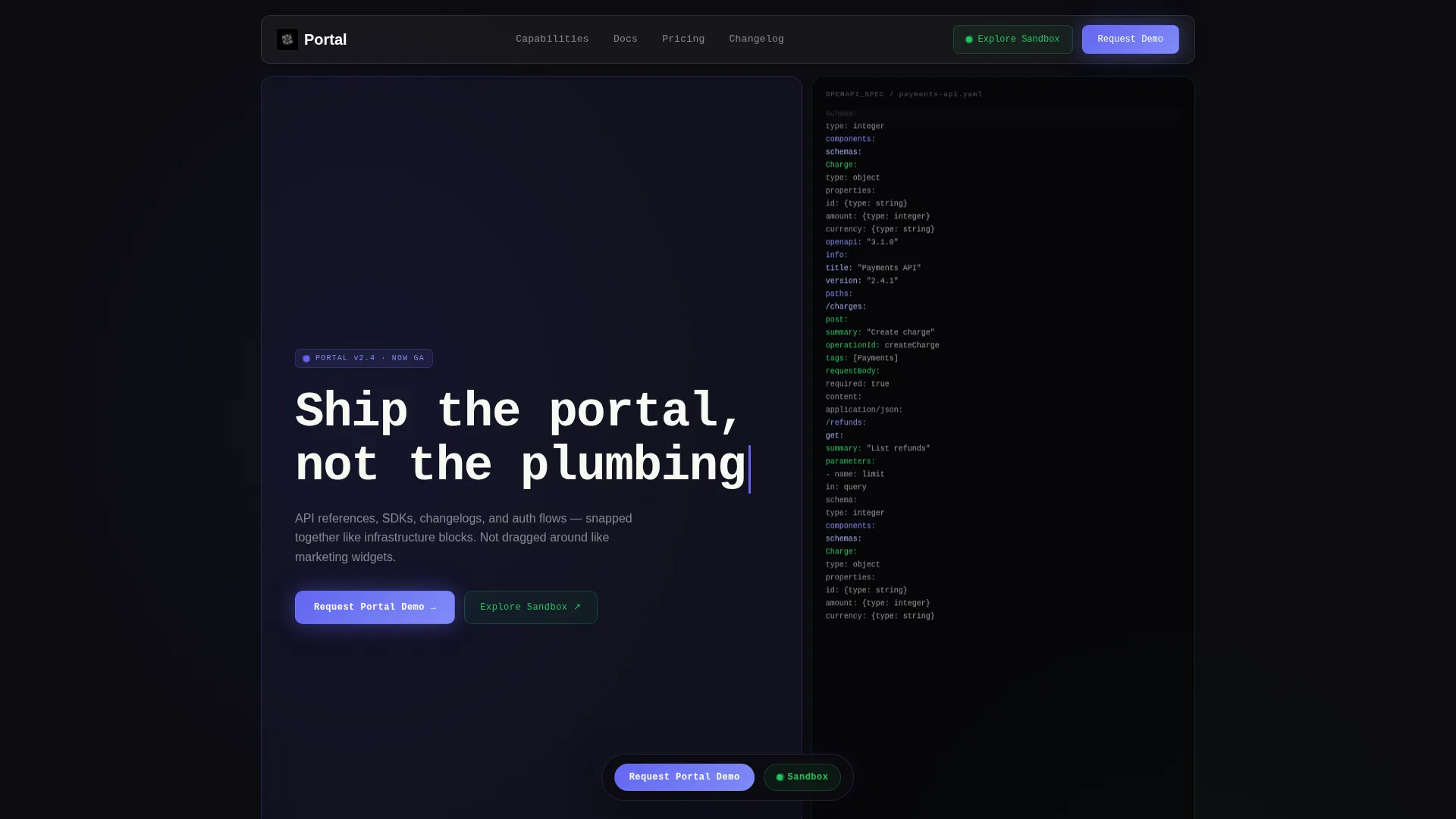 Bento Grid Developer Portal Landing Page Template
