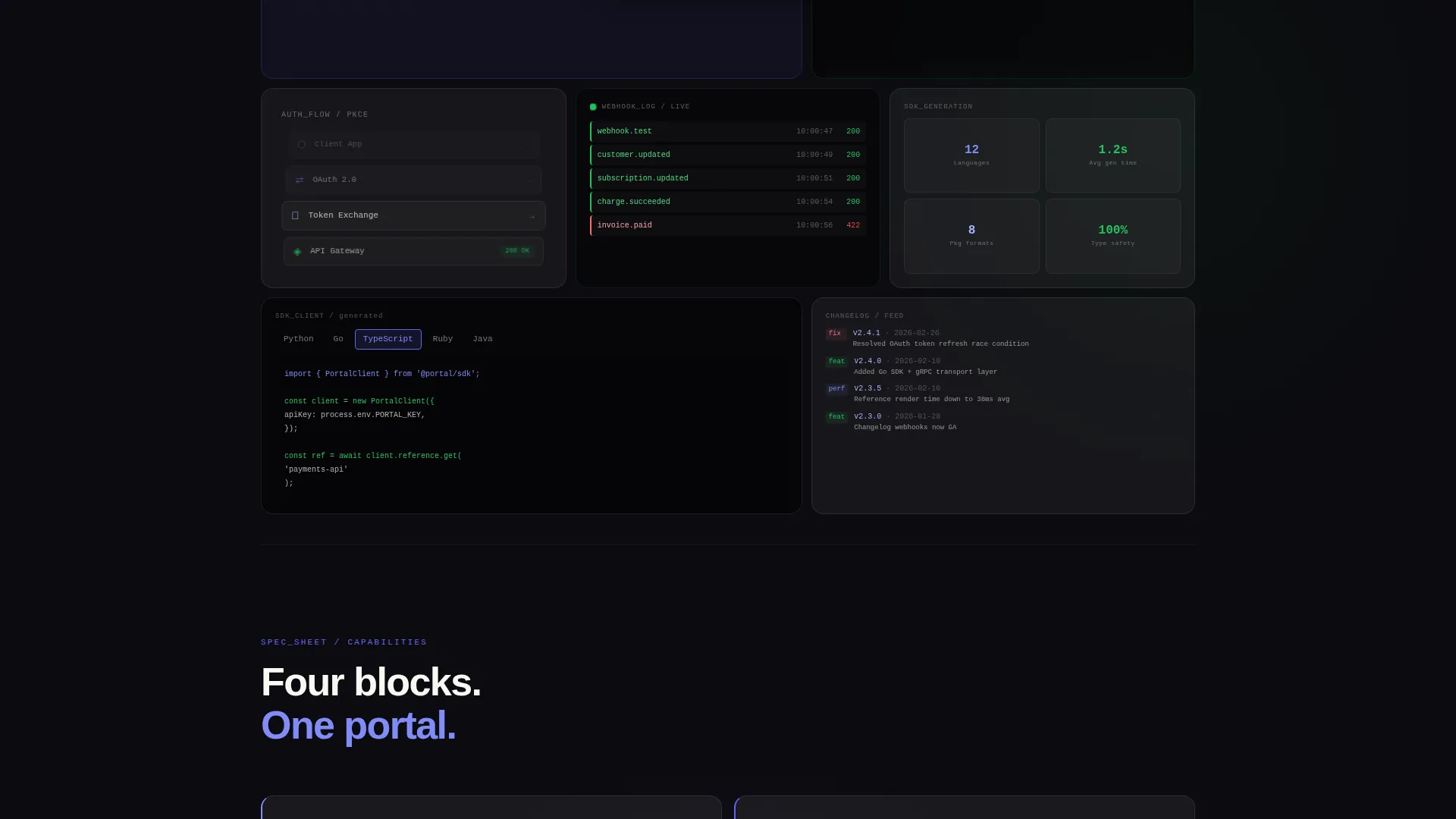 Bento Grid Developer Portal Landing Page Template