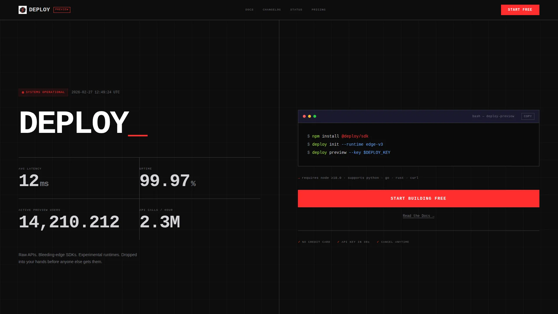 Brutalist Developer Preview Landing Page Template