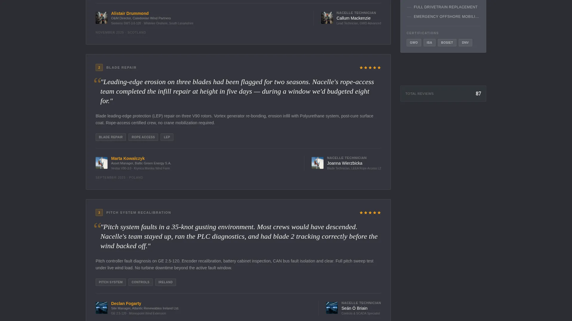 Wind Turbine Technician Business Reviews Website Template