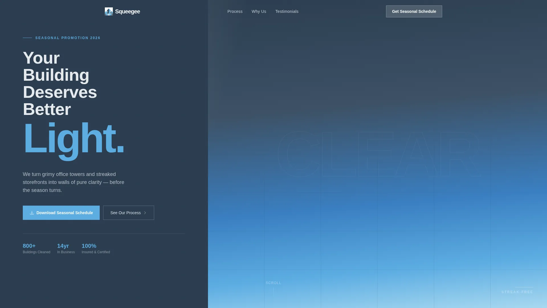 Window Cleaning Seasonal Promotion Landing Page
