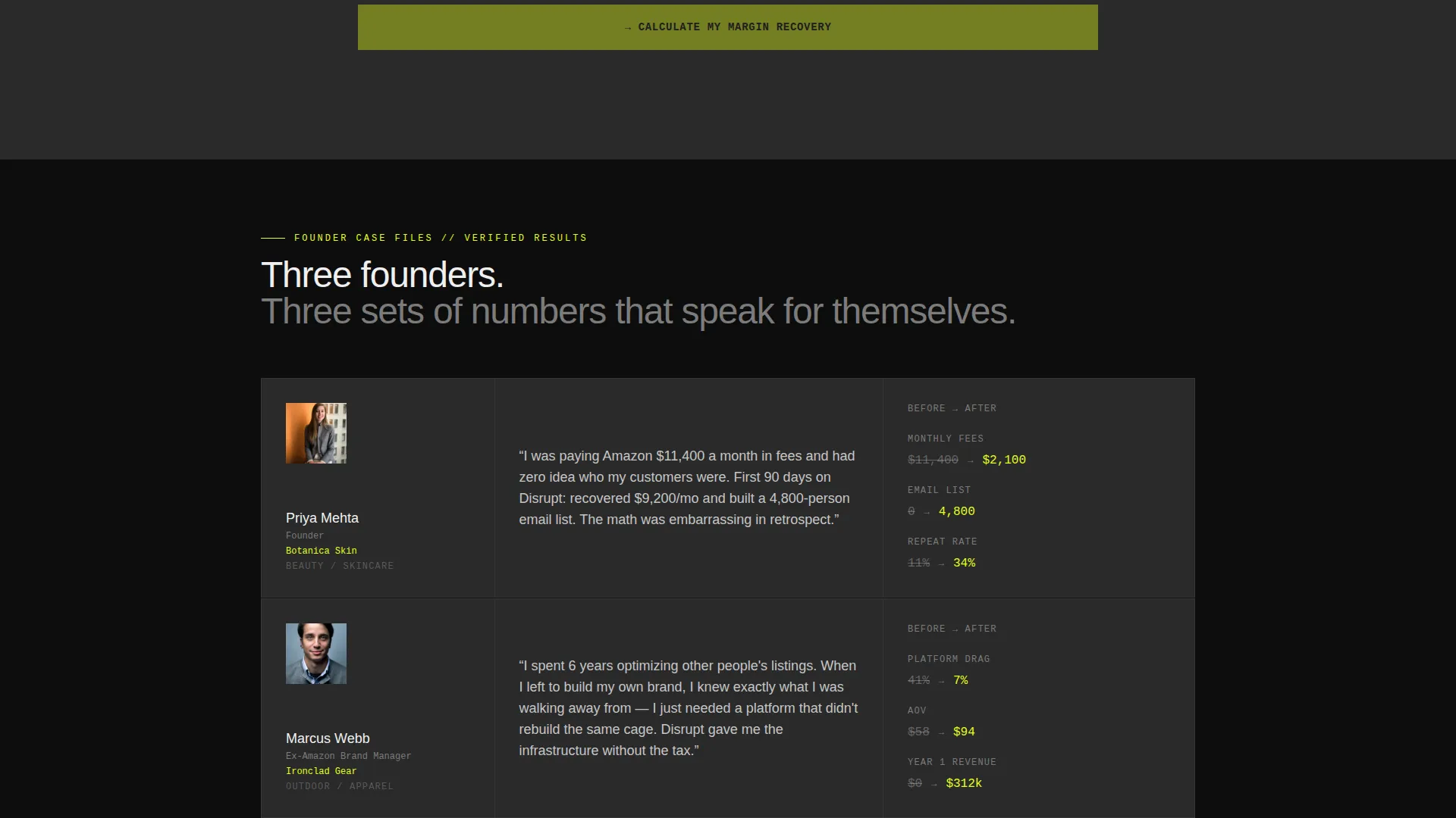 Bold D2C Landing Page Template for Founders