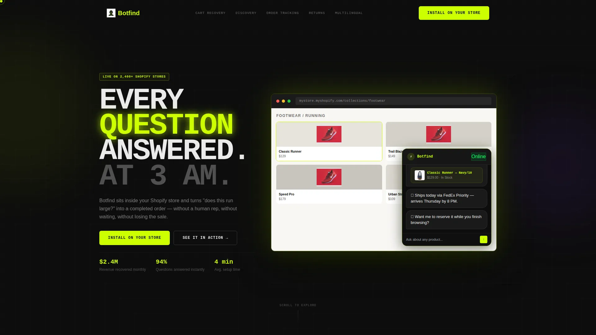 AI Chatbot Landing Page Template for E-Commerce