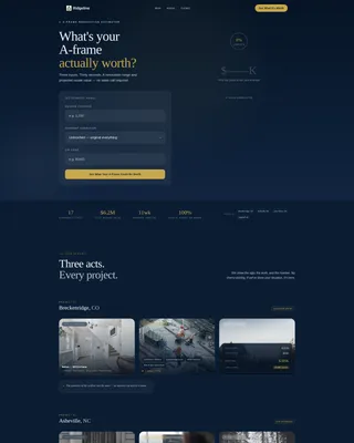 A-Frame House Real Estate Cost Calculator Website Template