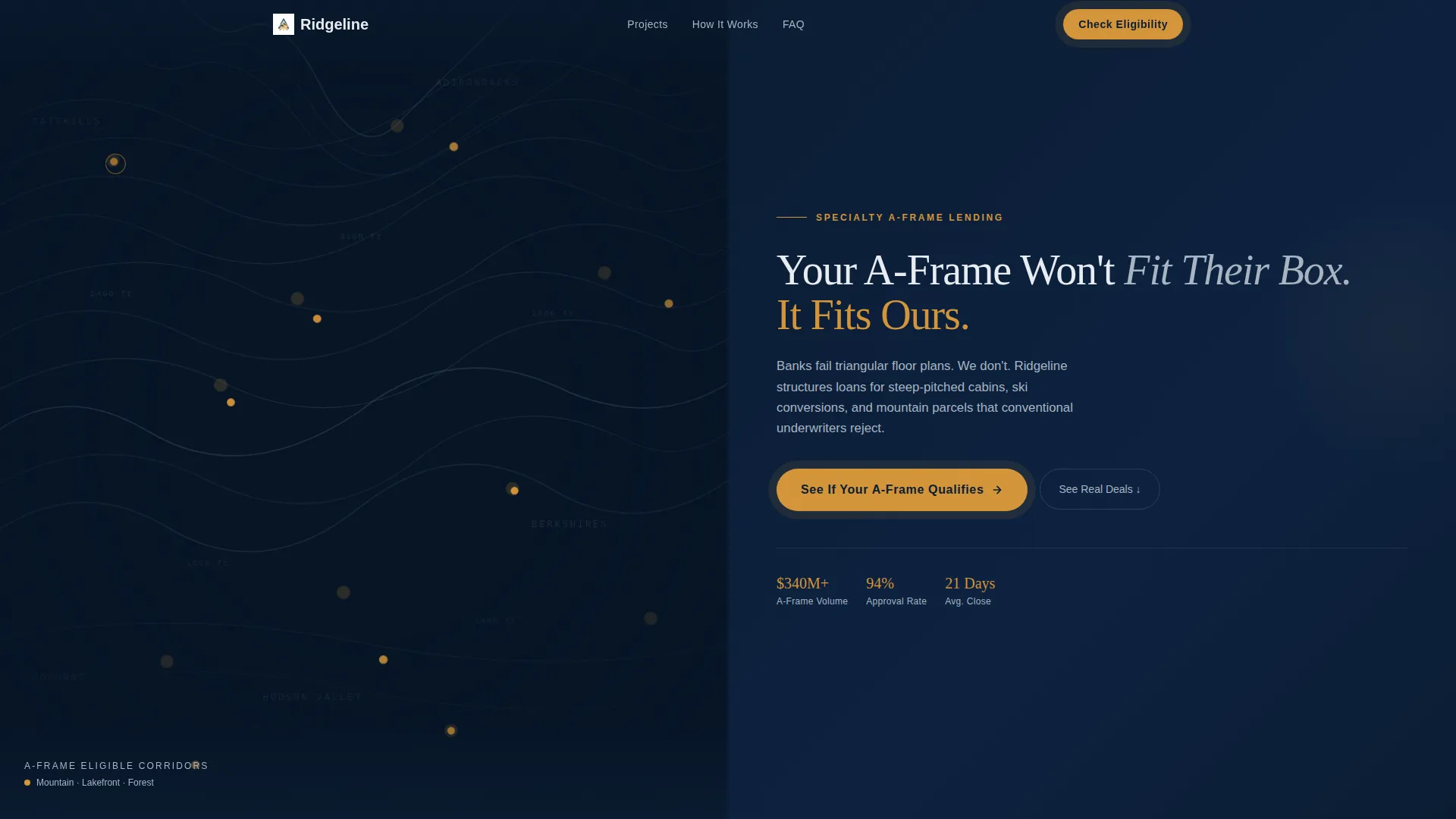 A-Frame House Real Estate Portfolio & Case Study Website Template