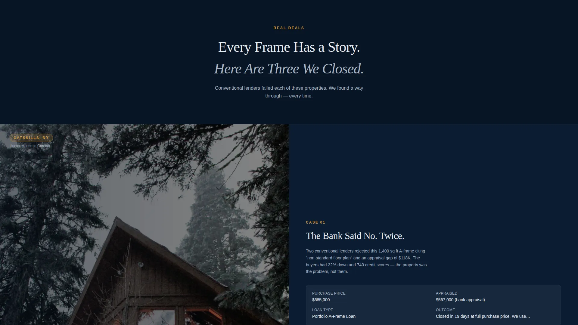 A-Frame House Real Estate Portfolio & Case Study Website Template