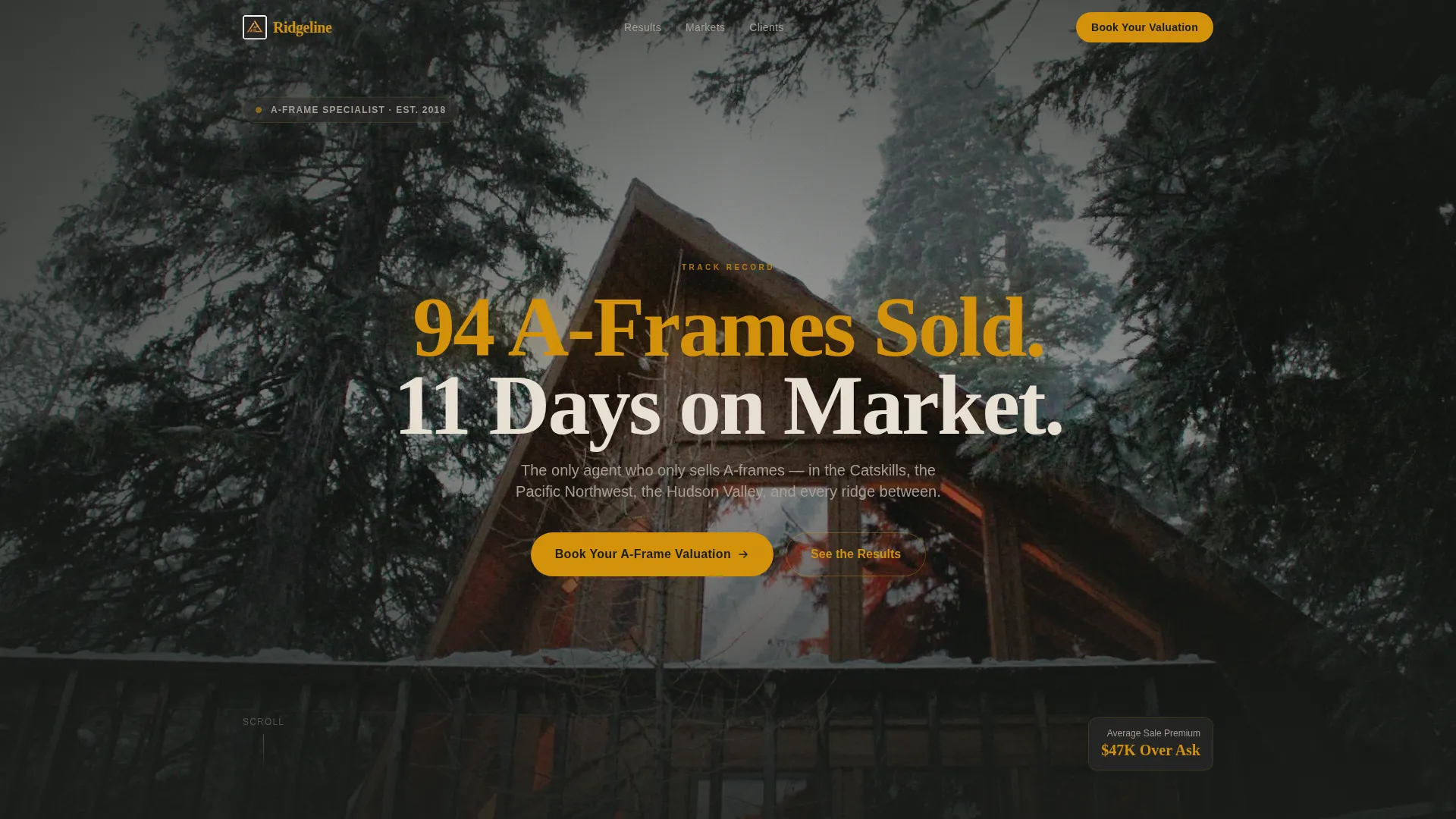 A-Frame House Real Estate Specialist Booking Website Template