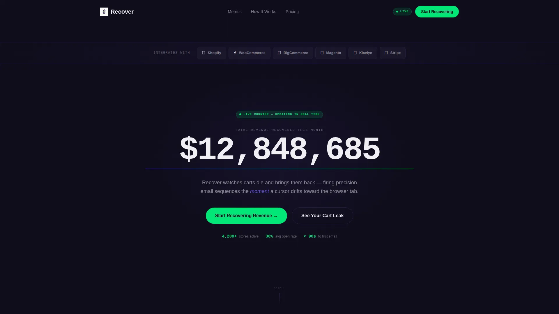 Abandoned Cart Email SaaS Landing Page Template