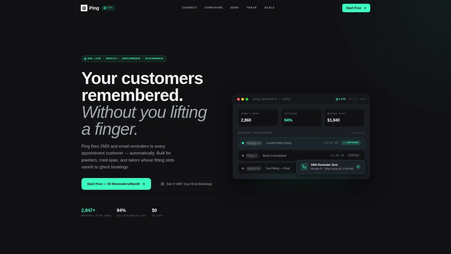 E-Commerce Appointment Reminder Landing Page Template