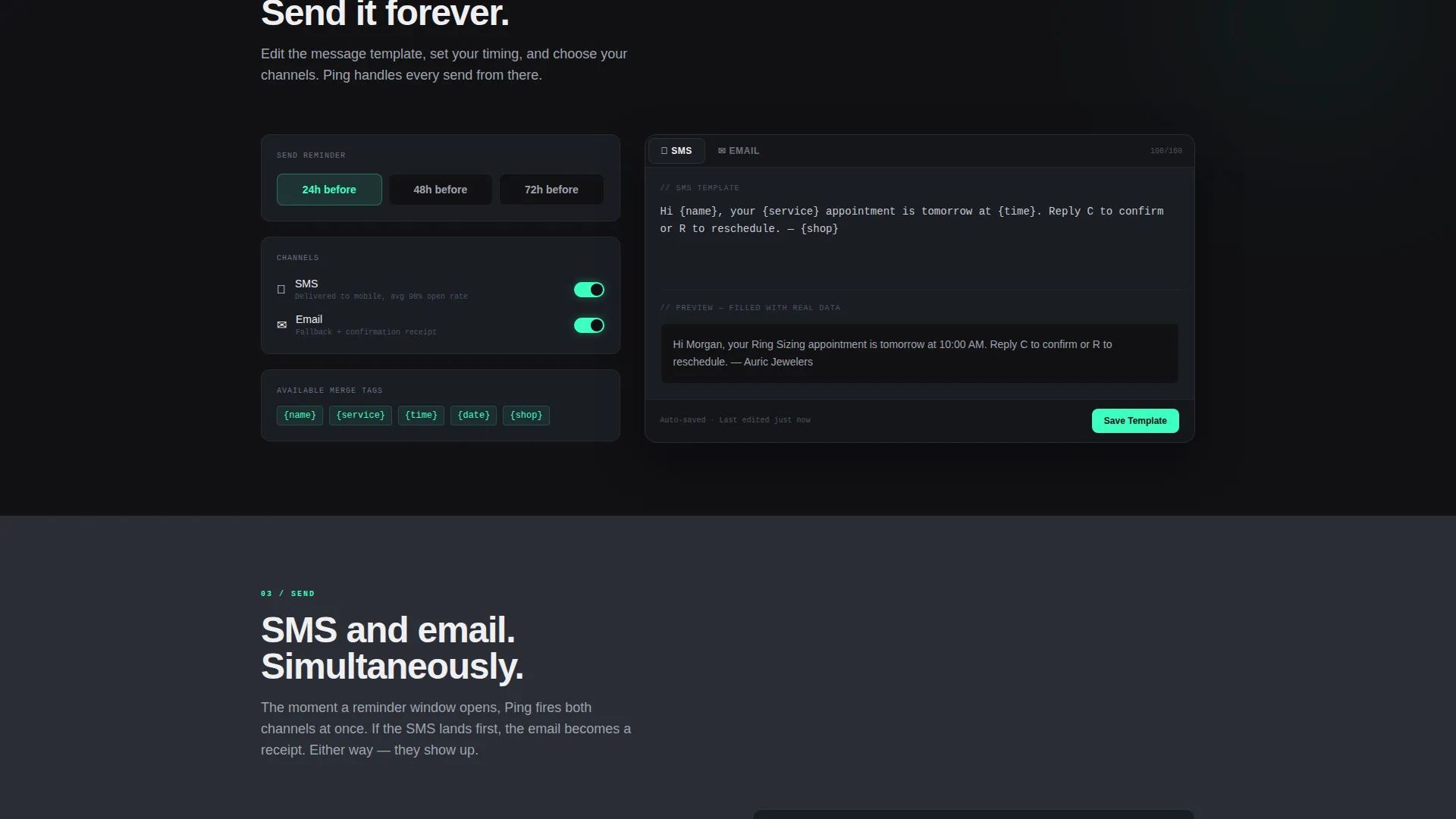 E-Commerce Appointment Reminder Landing Page Template