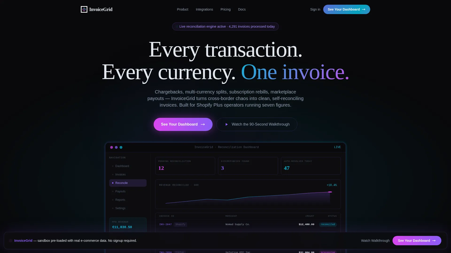 Automated eCommerce Invoicing Landing Page Template