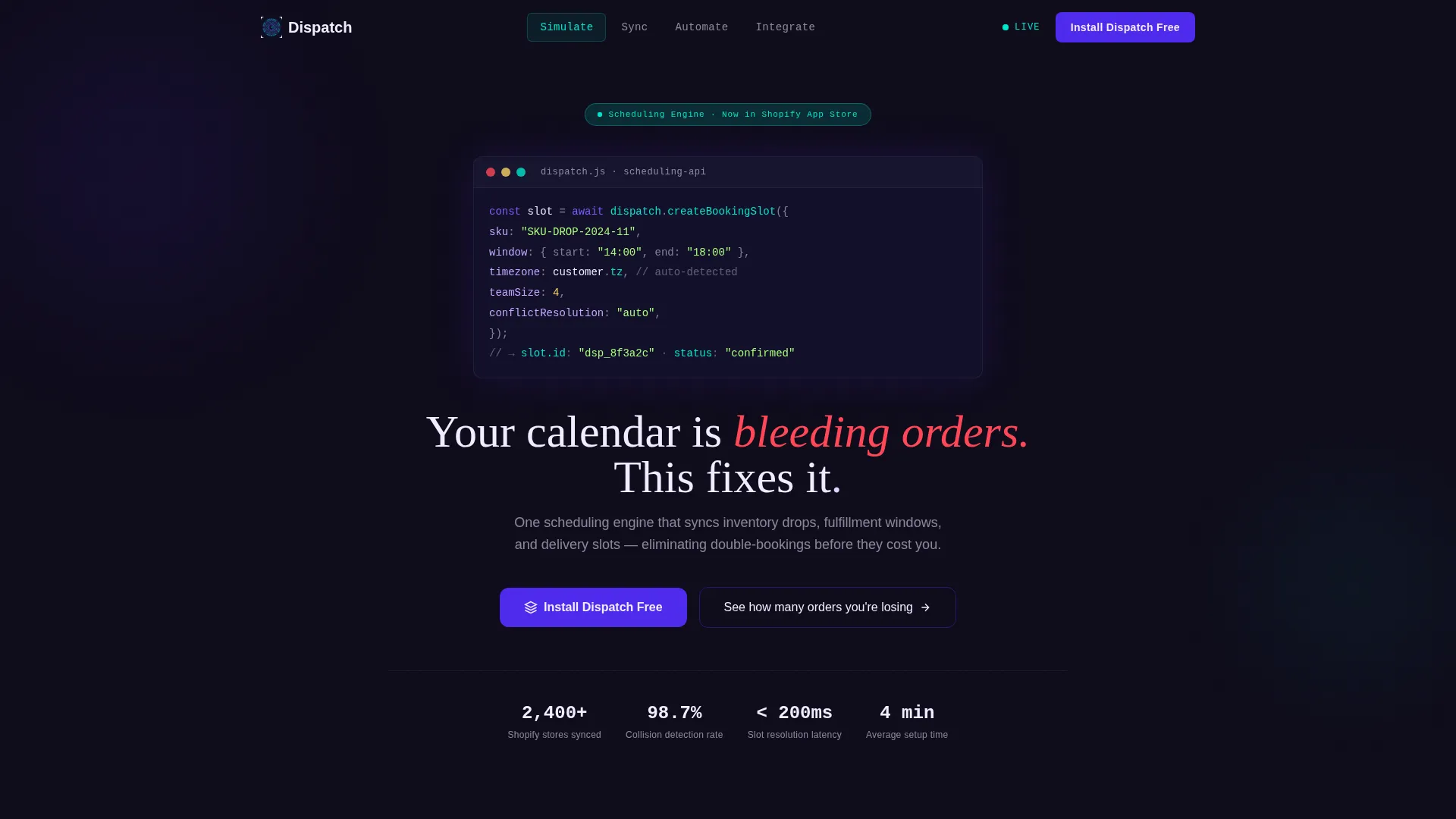 E-Commerce Booking & Scheduling Landing Page Template