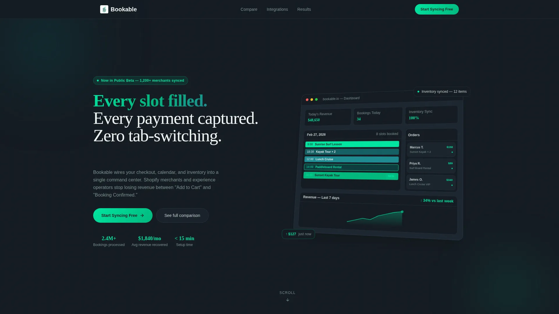 Dynamic eCommerce Booking Landing Page Template