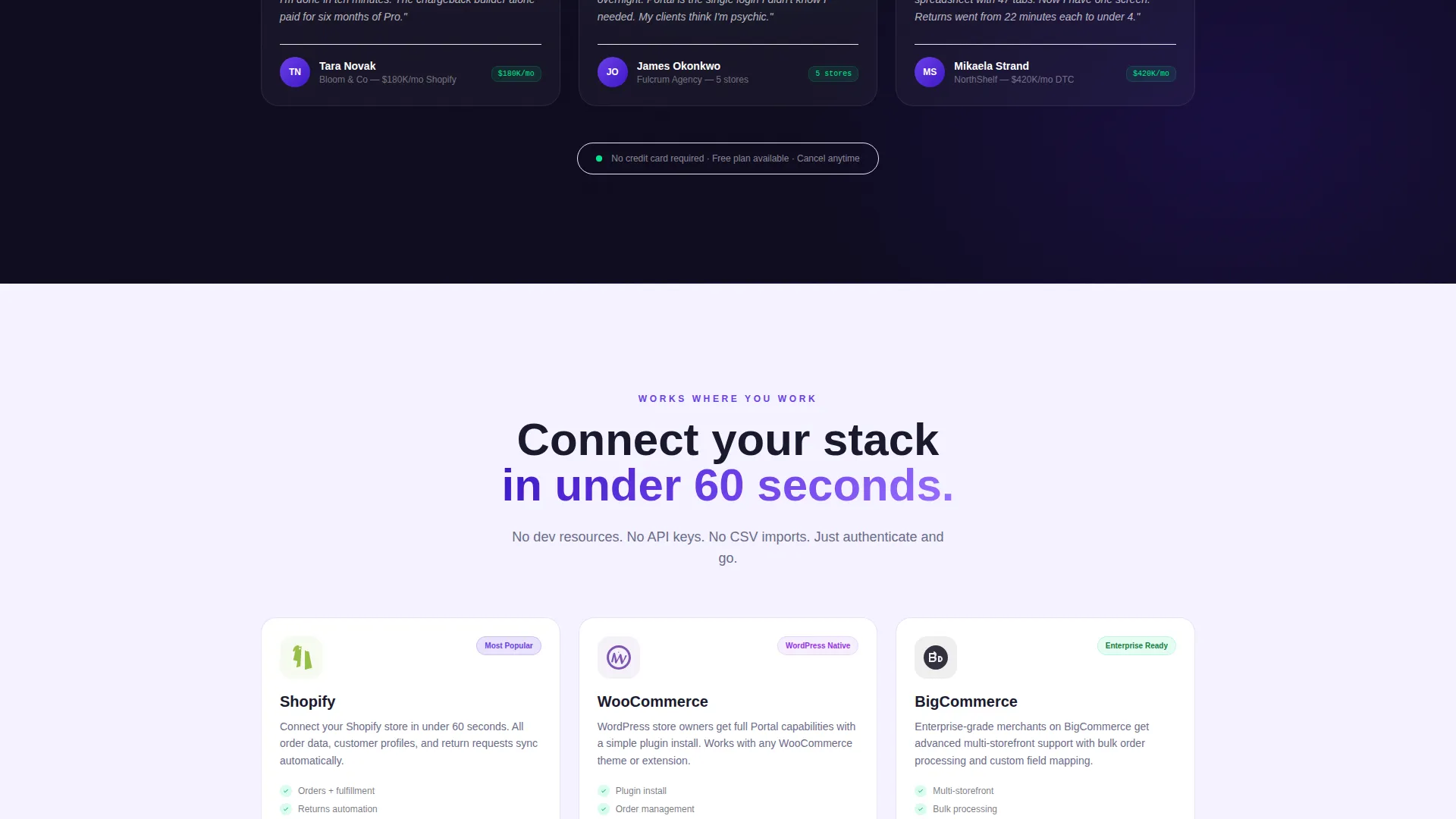 E-Commerce Client Portal Landing Page Template