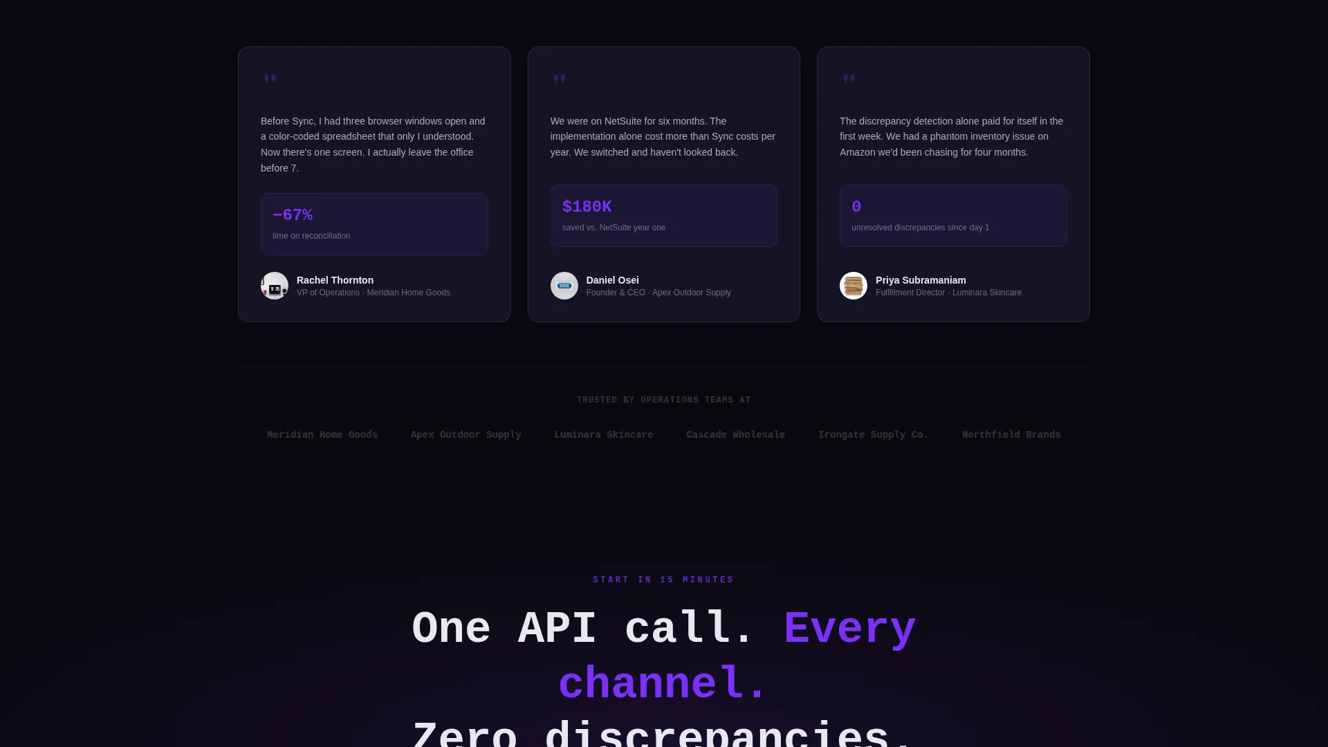 Unified ERP Landing Page Template for Multi-Channel Sellers