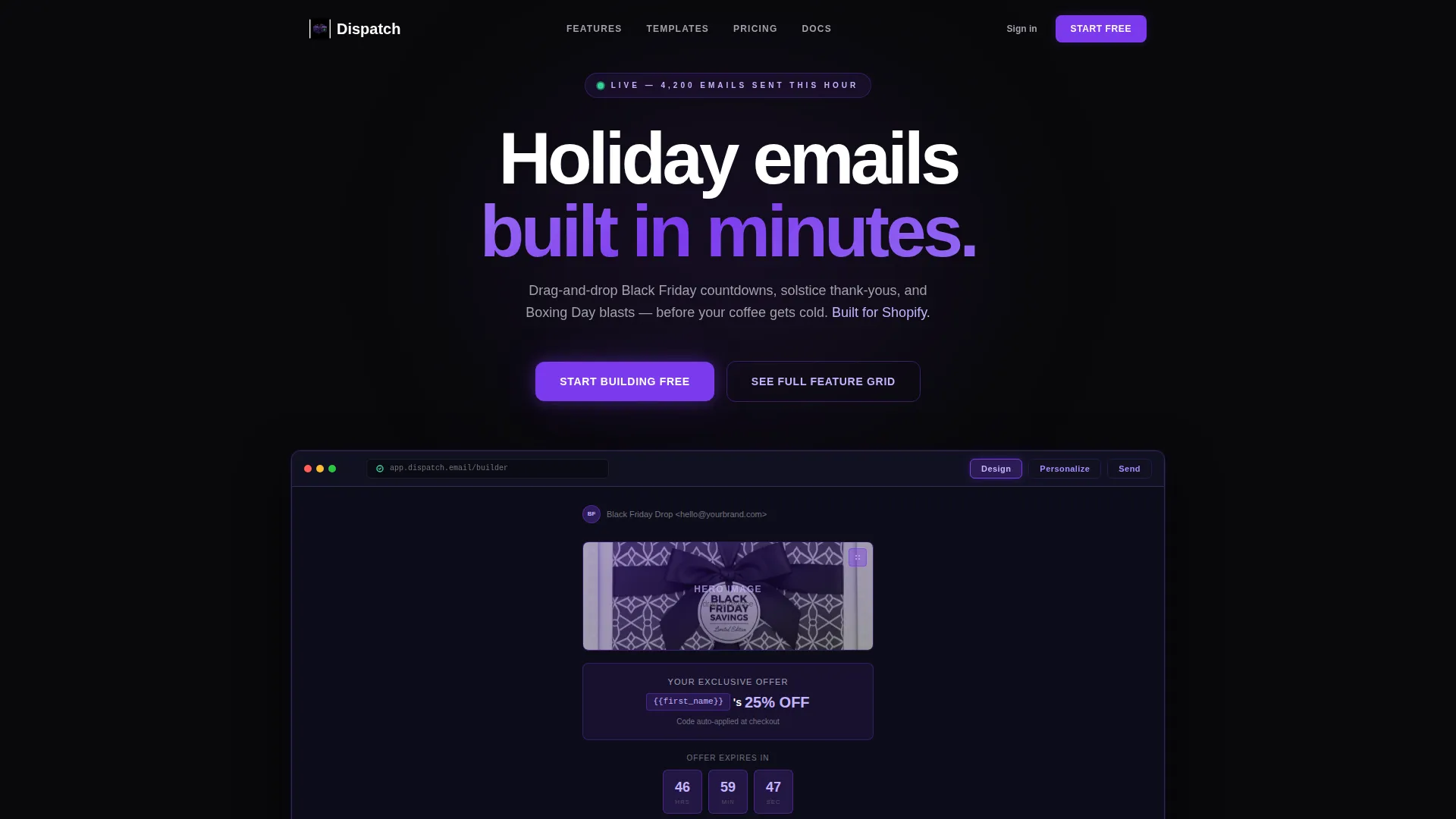 Holiday Email Builder Landing Page Template