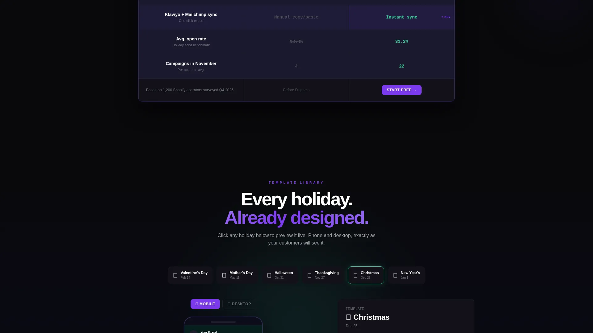 Holiday Email Builder Landing Page Template