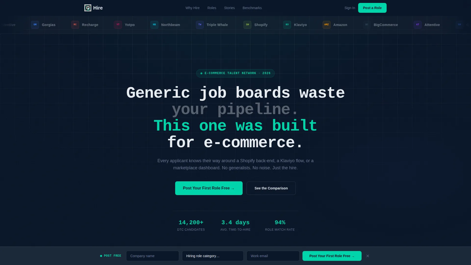 E-Commerce Job Board Landing Page Template
