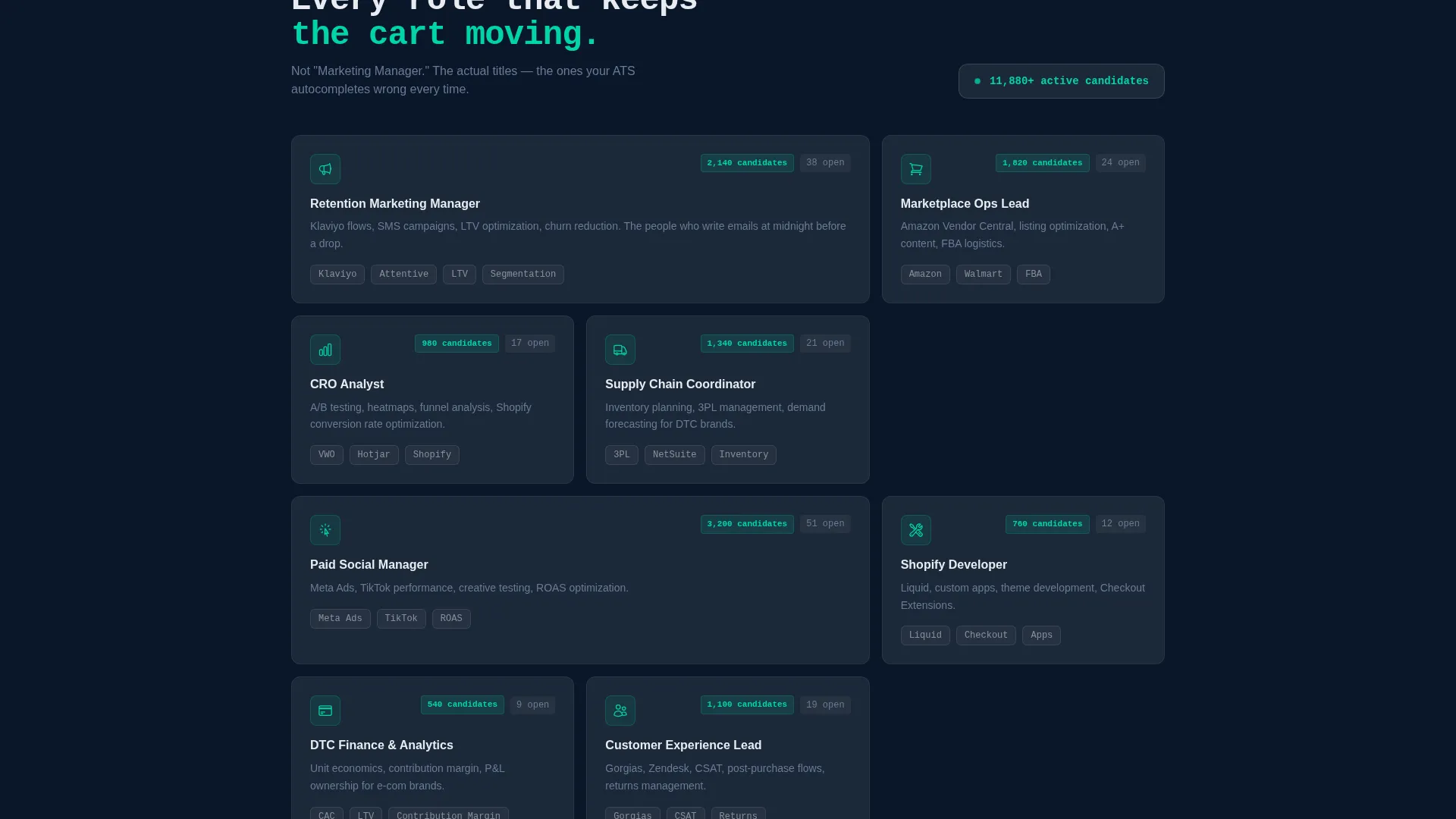 E-Commerce Job Board Landing Page Template