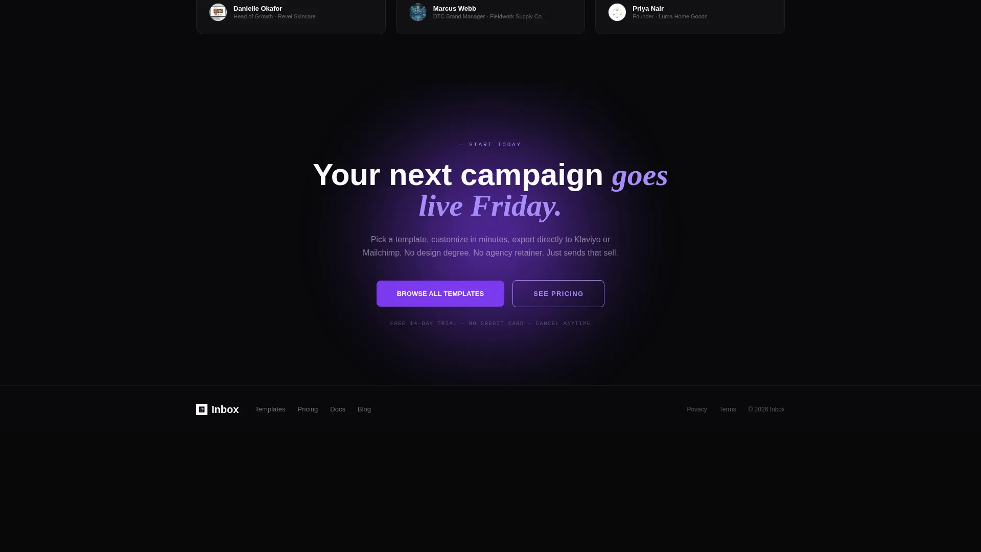 E-Commerce Promotional Email Landing Page Template