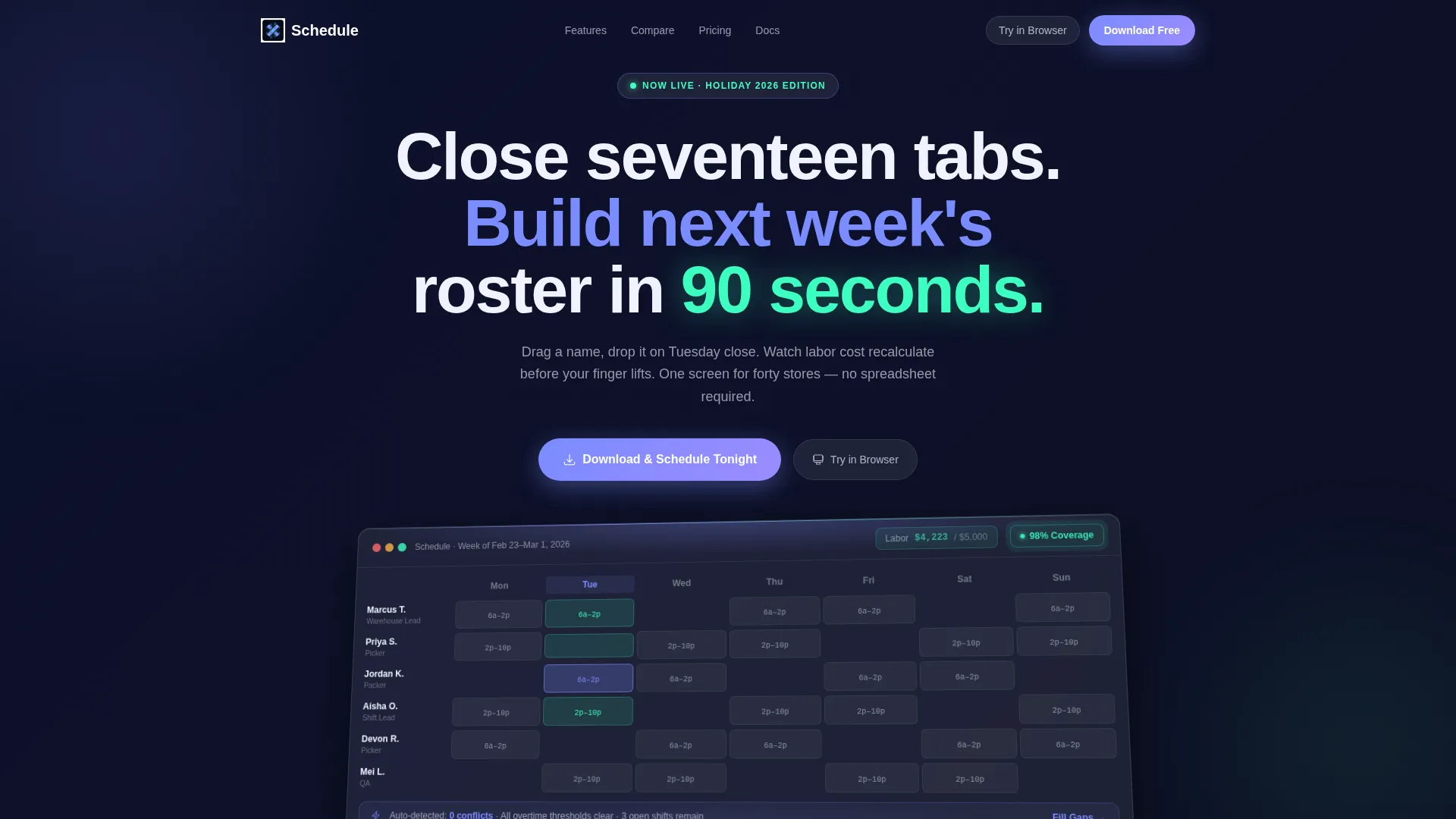 E-Commerce Staff Scheduling Landing Page Template