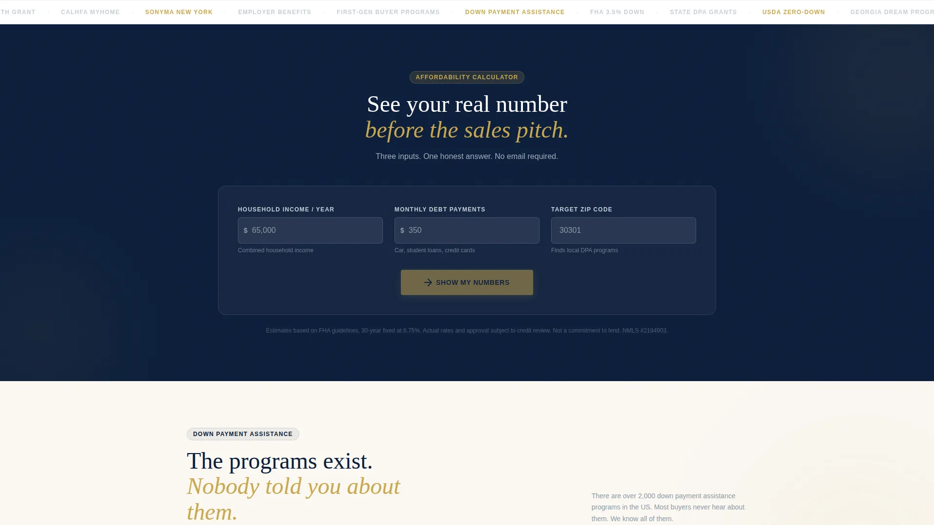 Affordable Housing Real Estate Cost Calculator Website Template