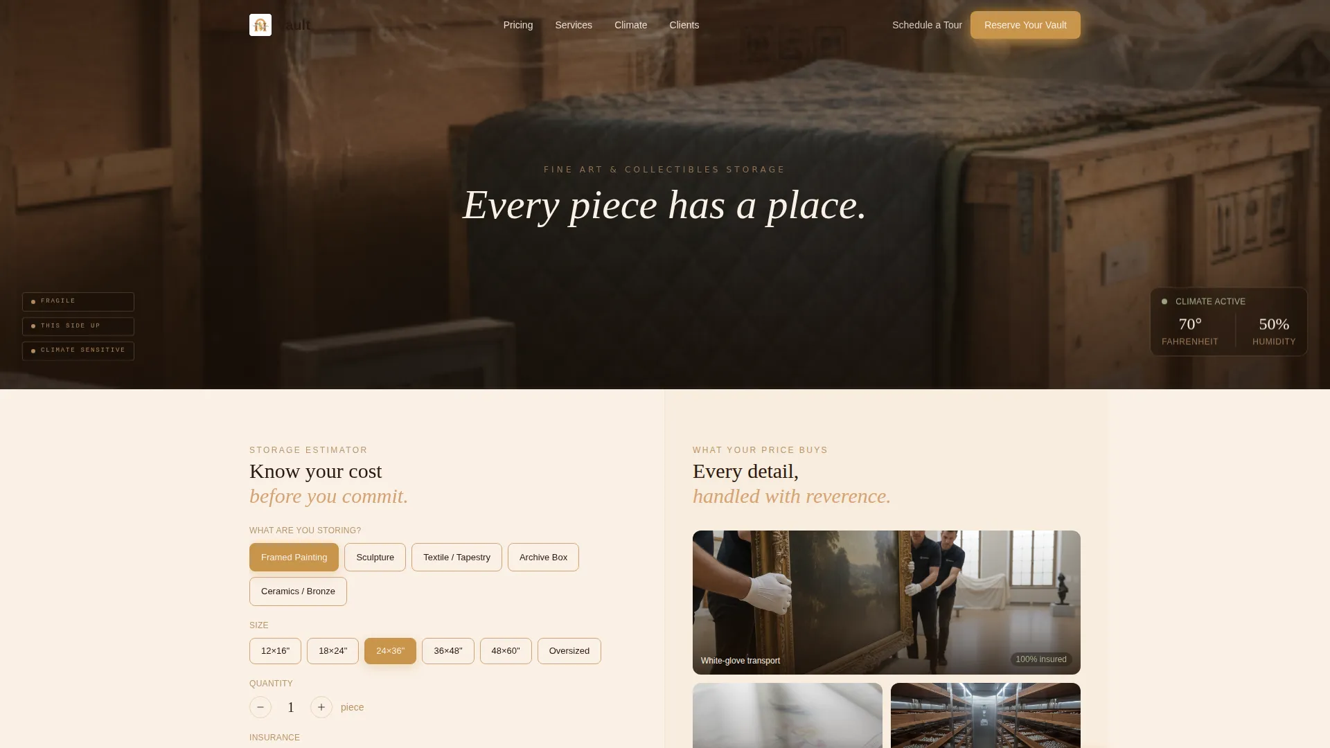 Art & Collectibles Storage Landing Page Template