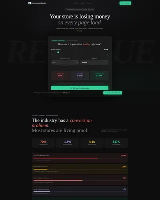 E-Commerce Service Studio Revenue Calculator Website Template