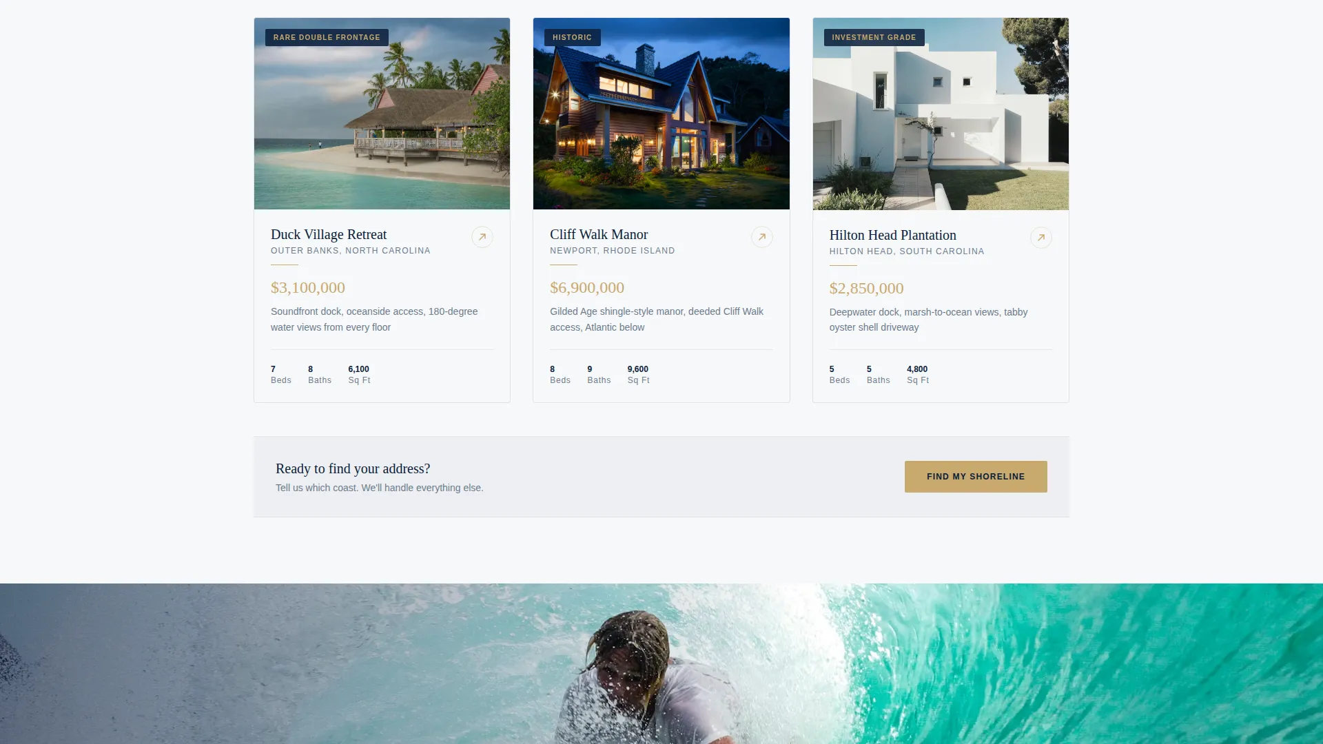 Beachfront Property Real Estate Specialist Professional Website Template