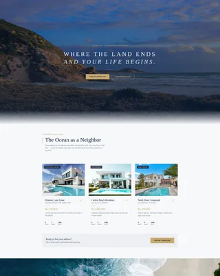 Beachfront Property Real Estate Specialist Professional Website Template