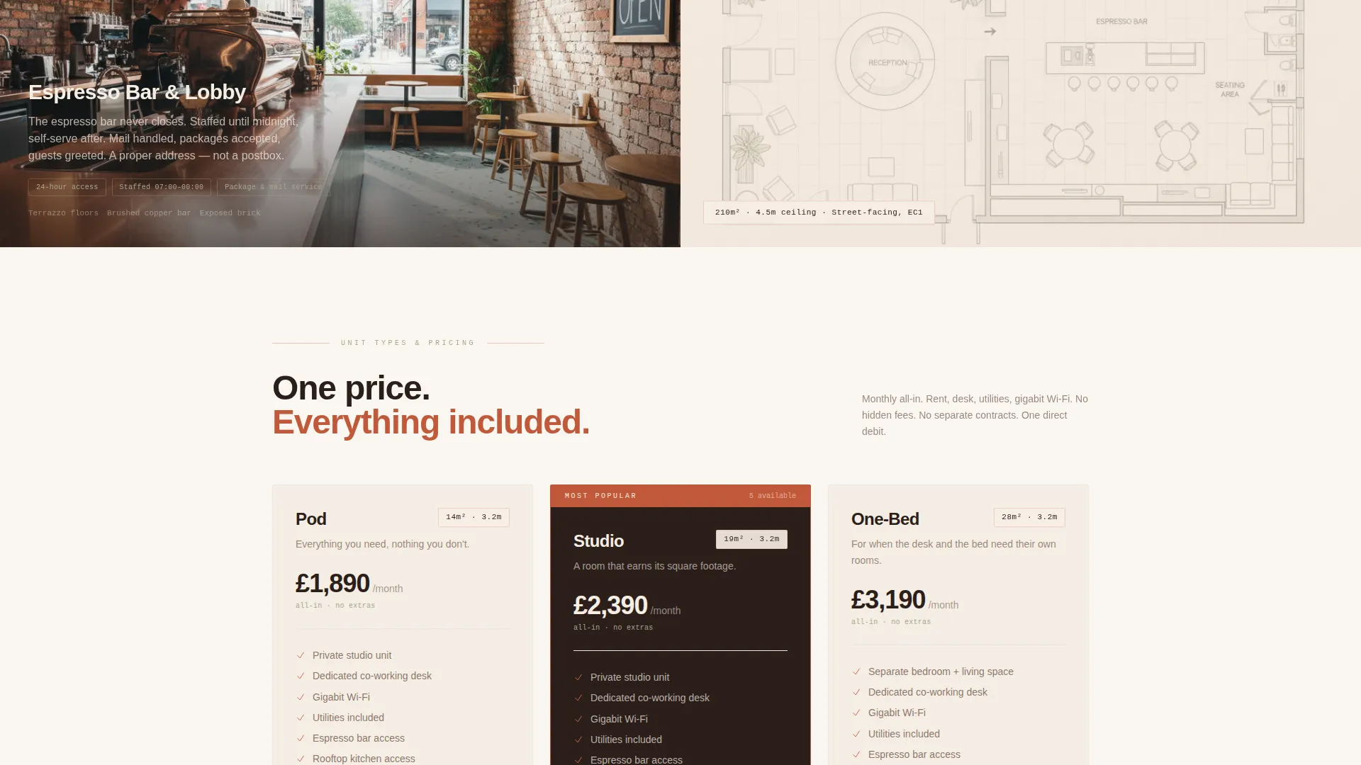 Co-Working & Shared Office Pricing Website Template