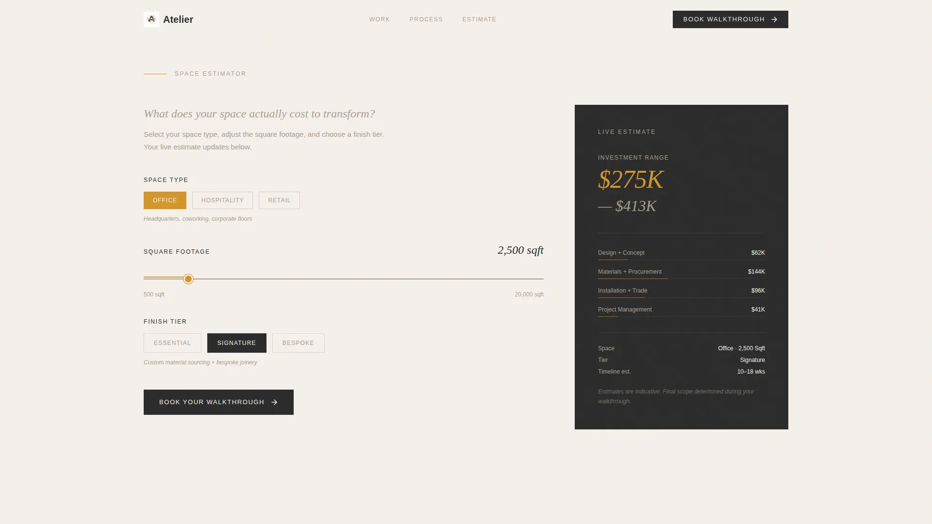 Interior Design Studio Pricing Website Template