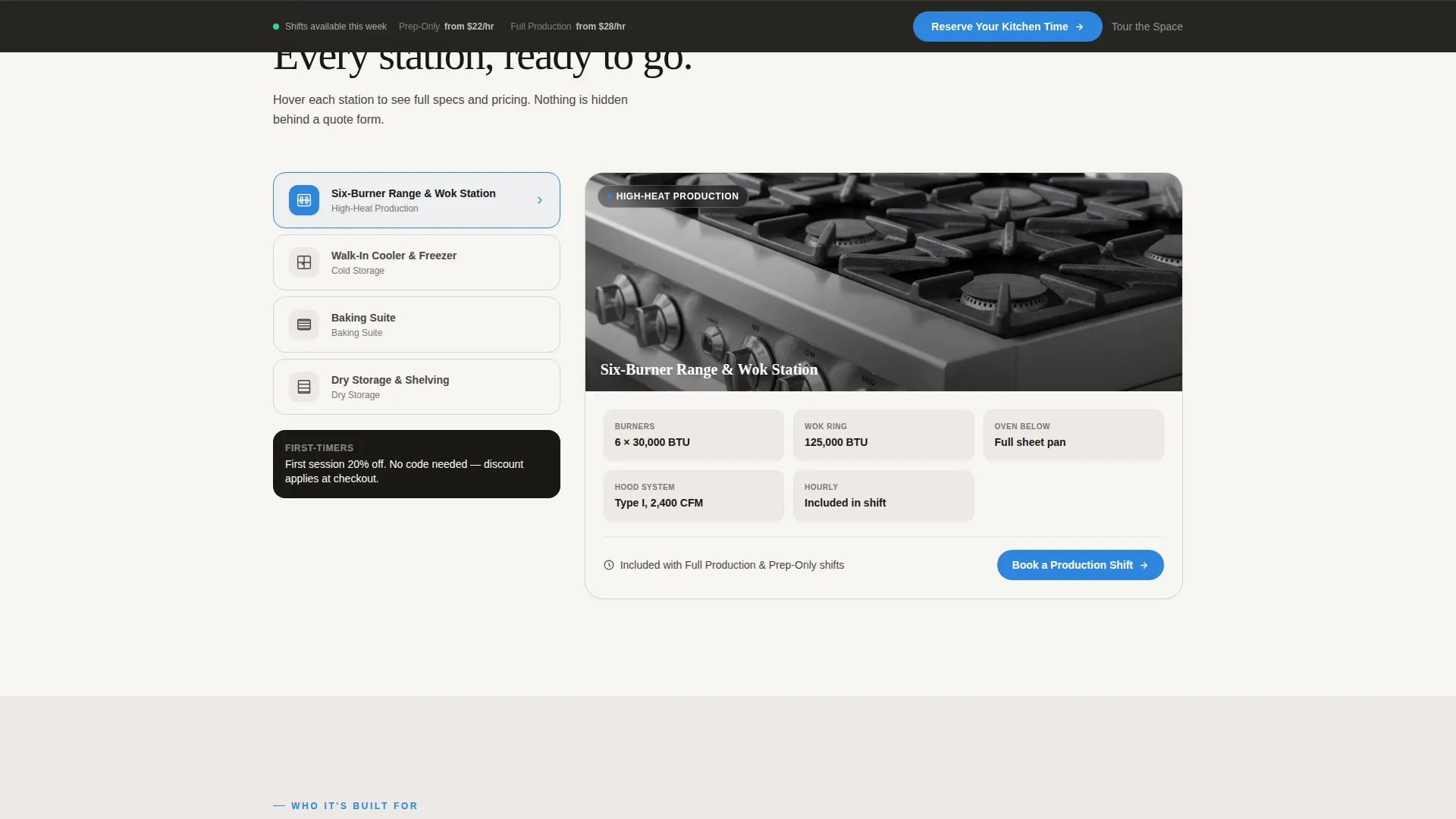 Commercial Kitchen Rental Landing Page Template