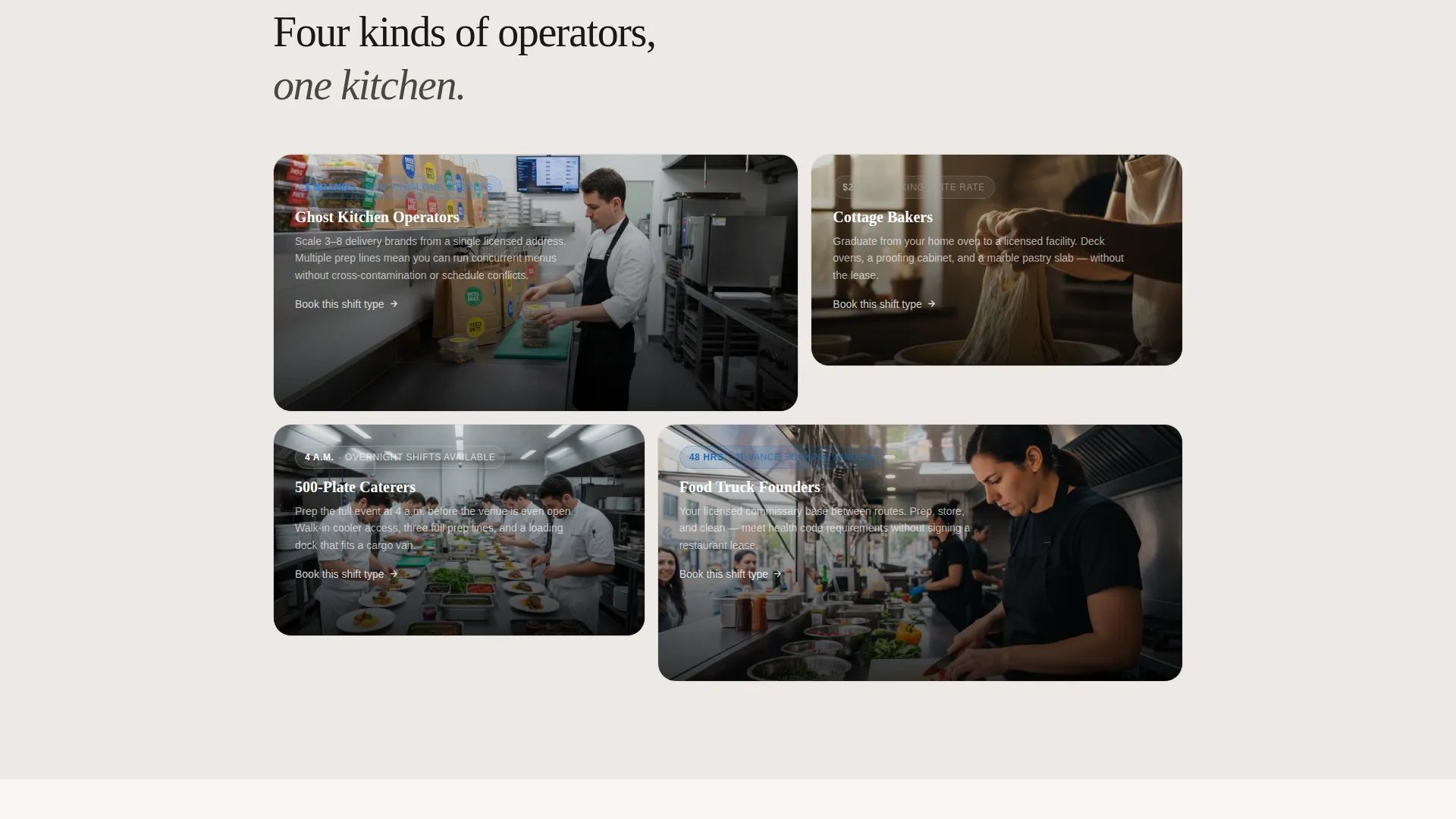Commercial Kitchen Rental Landing Page Template