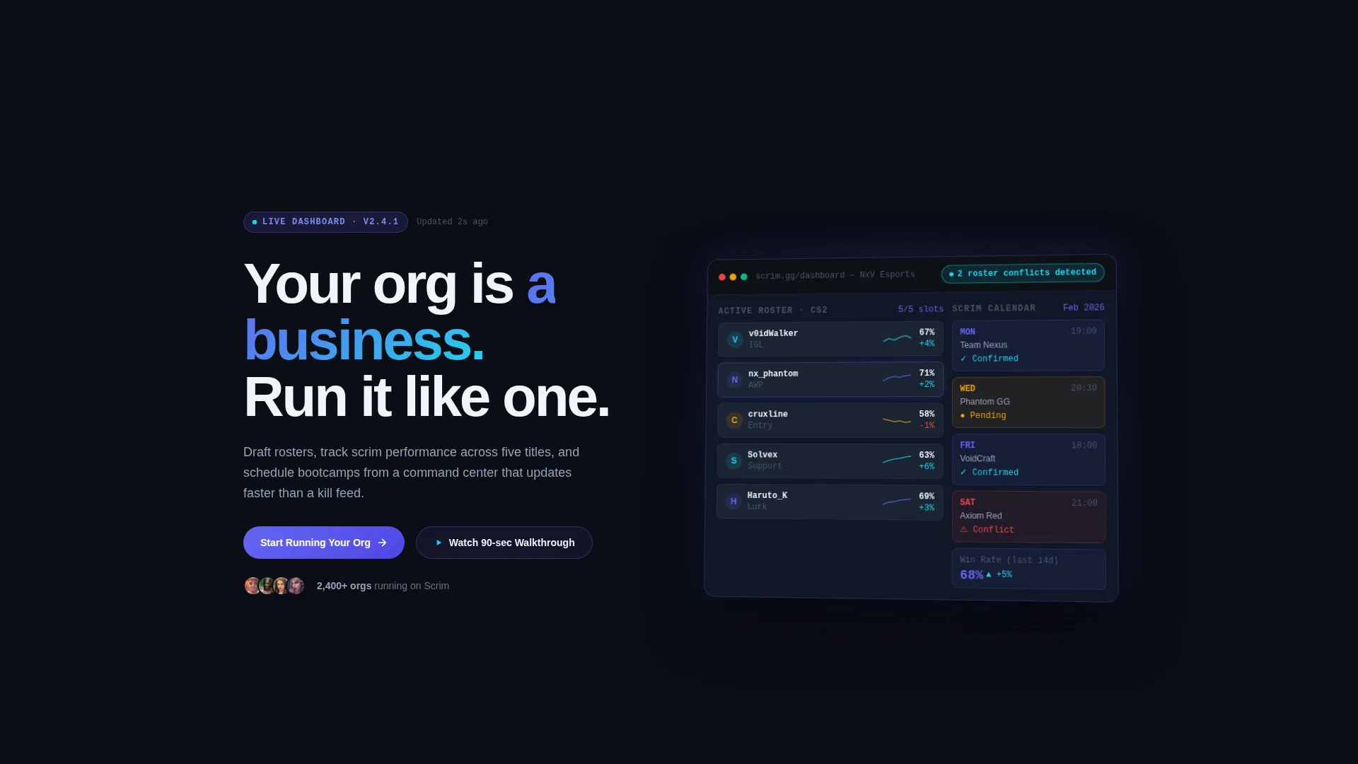 Esports Management Software Landing Page Template