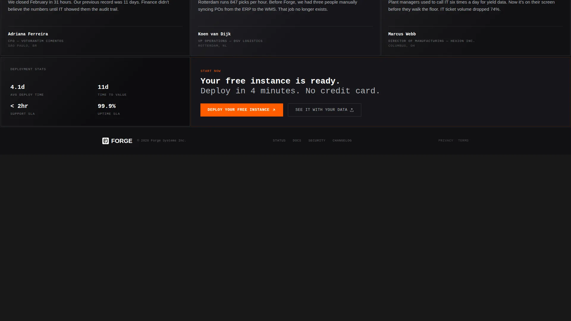 Bold Brutalist ERP Landing Page Template