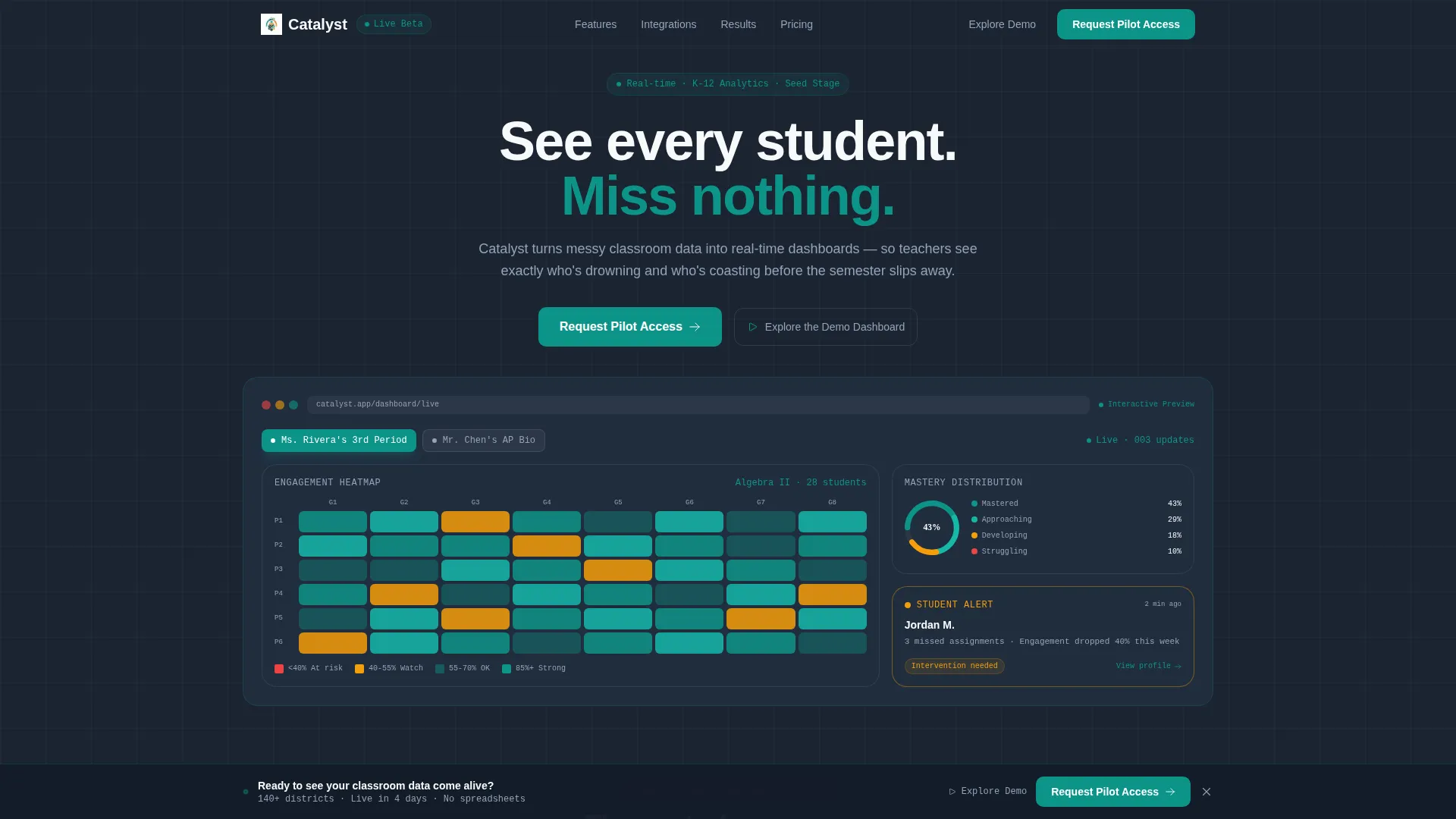 Edtech Landing Page Template - Bento Grid Dashboard