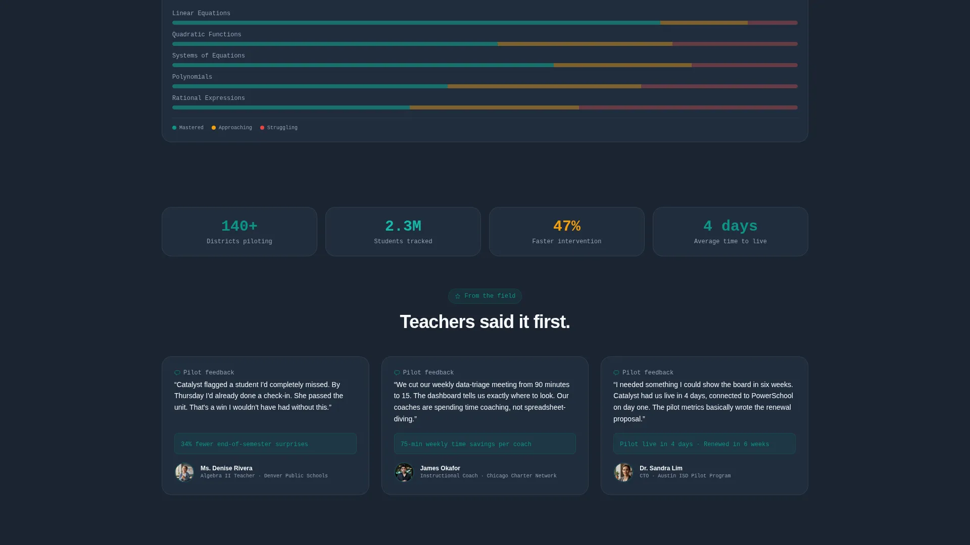 Edtech Landing Page Template - Bento Grid Dashboard