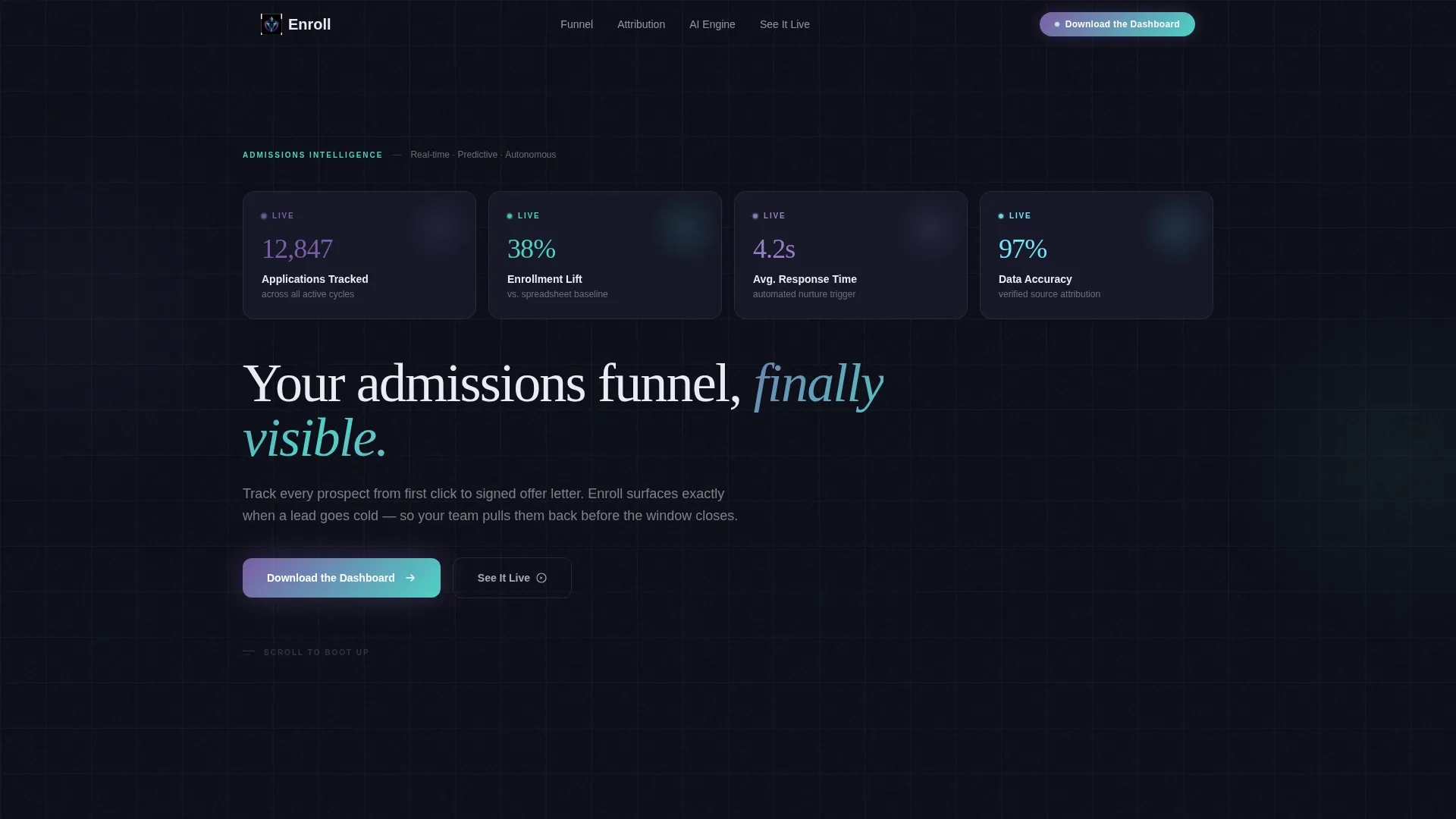 Education CRM Landing Page Template for Admissions Teams