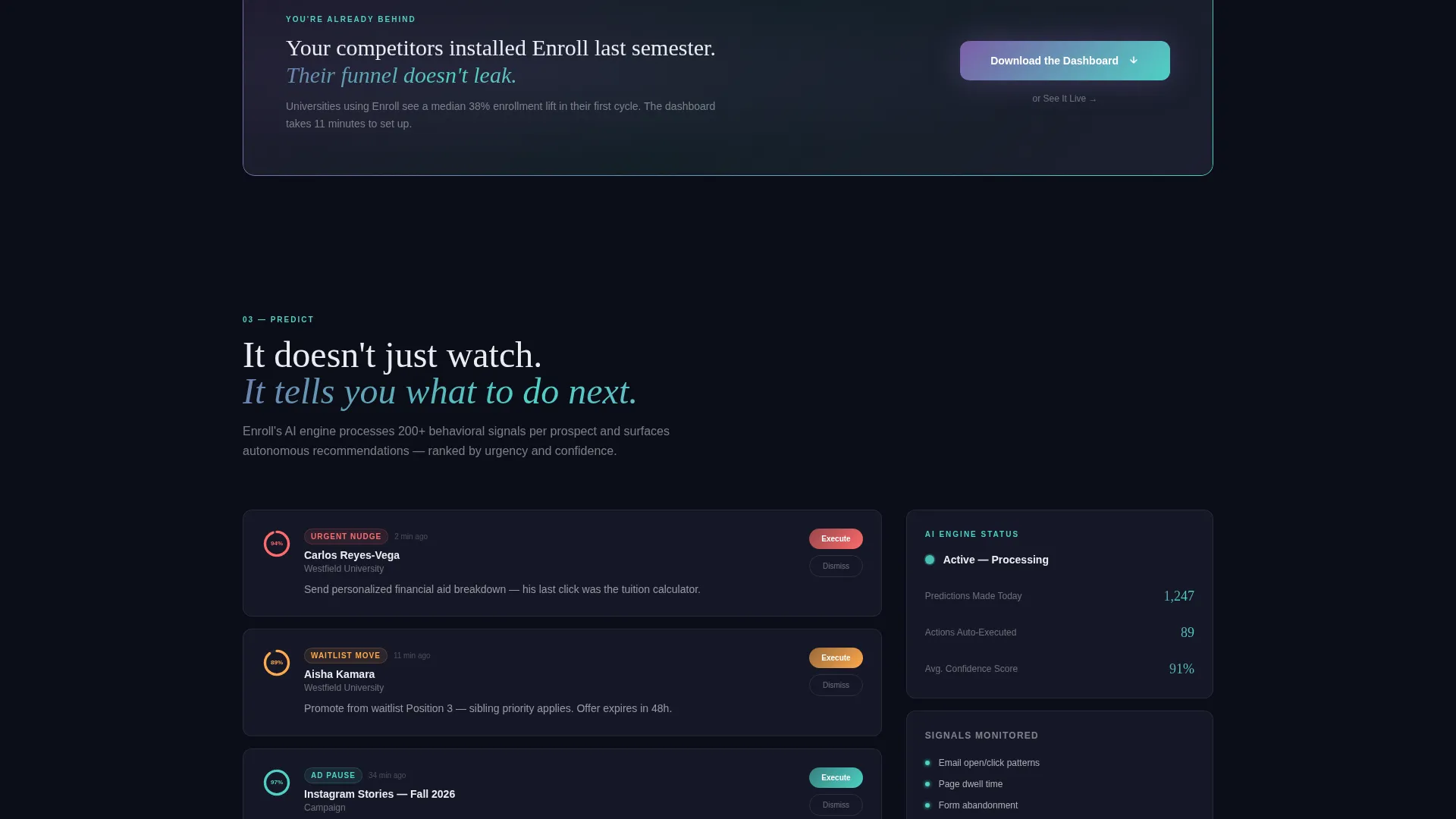 Education CRM Landing Page Template for Admissions Teams