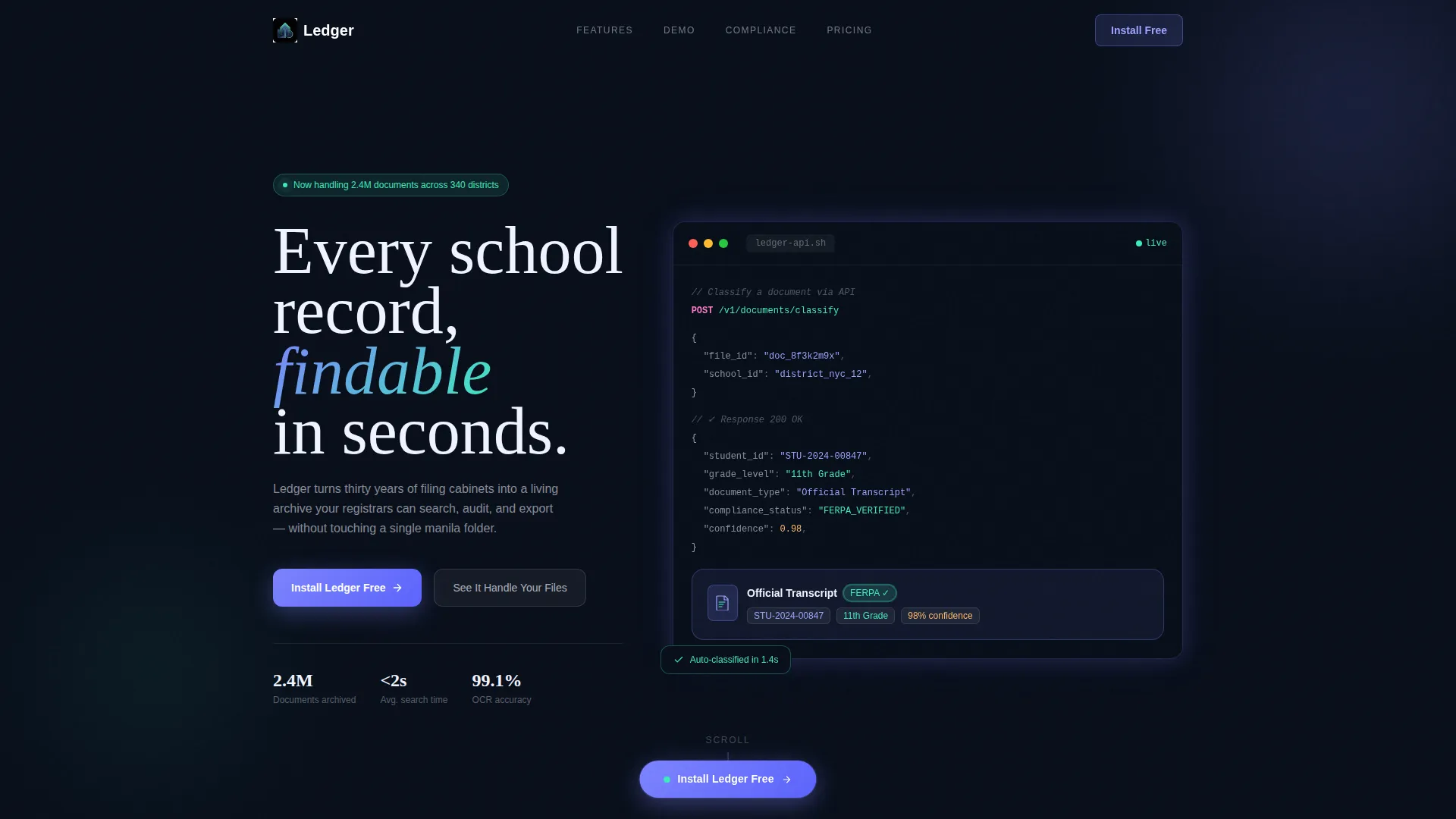 Education Document Management Landing Page Template