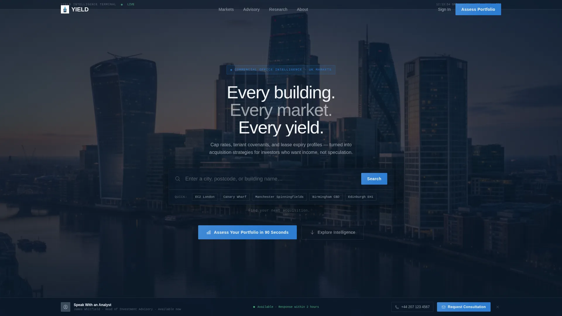 Commercial Office Investment Advisory Landing Page