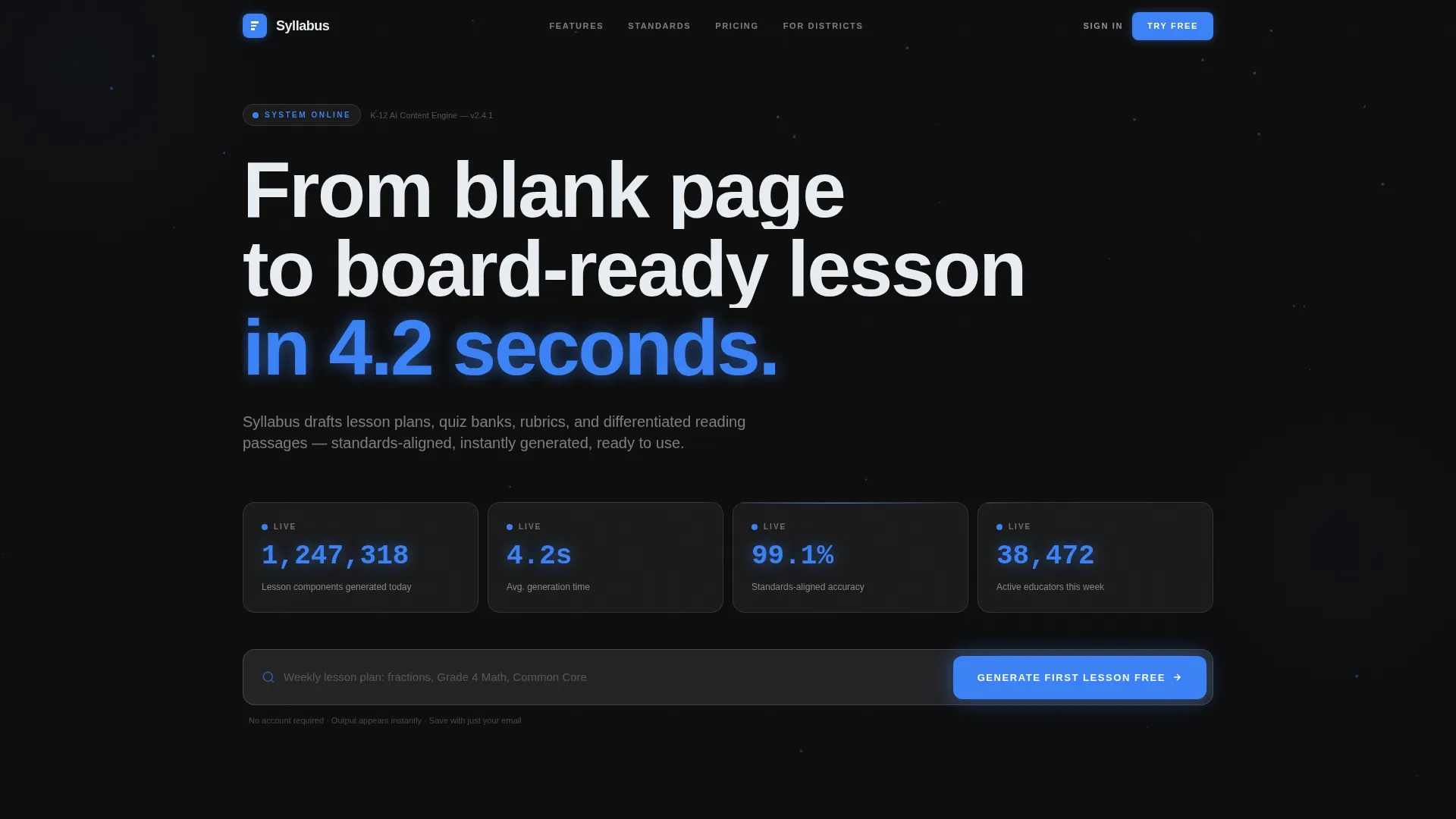 K-12 AI Content Writing Landing Page Template