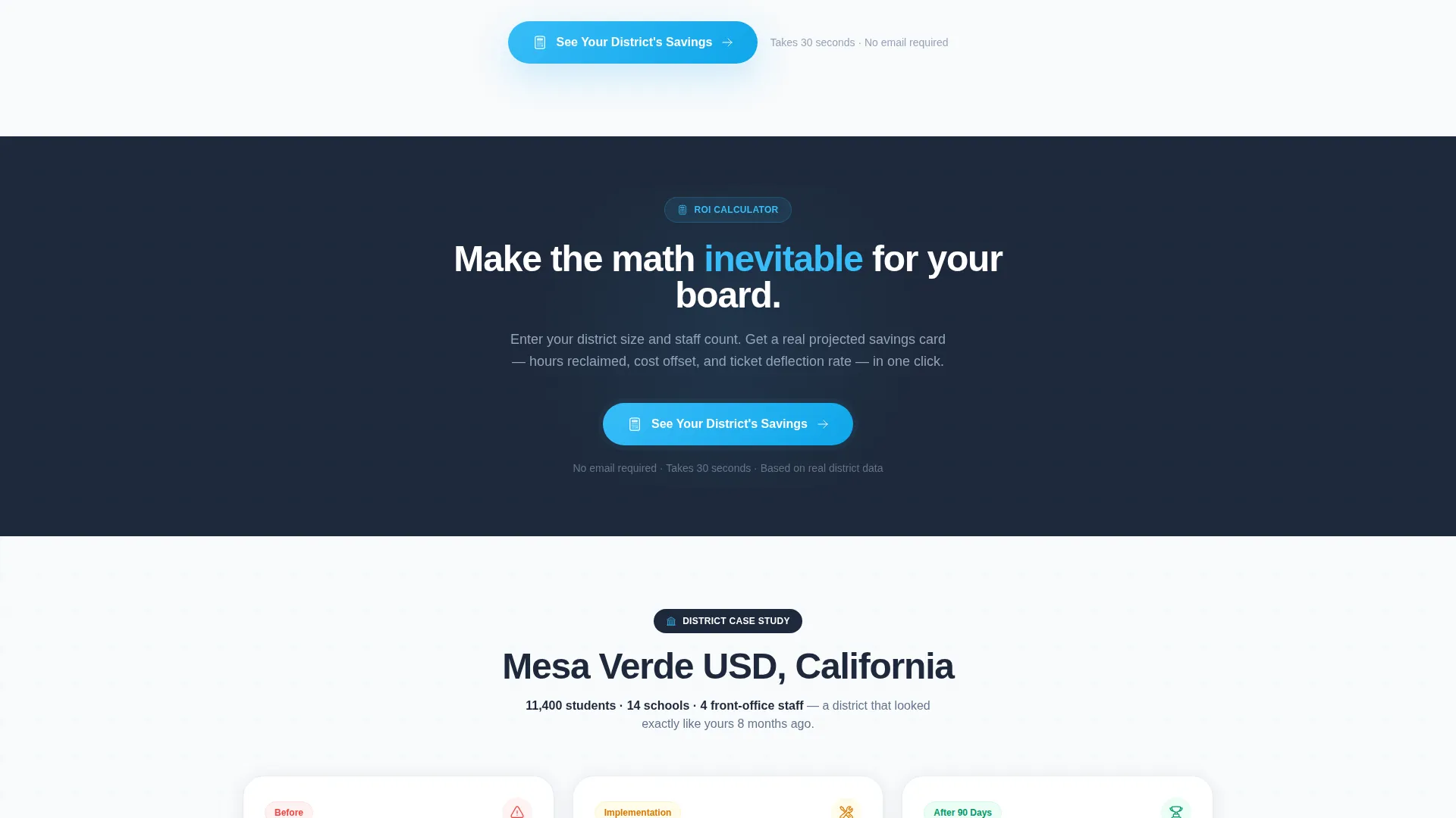 K-12 AI Customer Service Landing Page Template